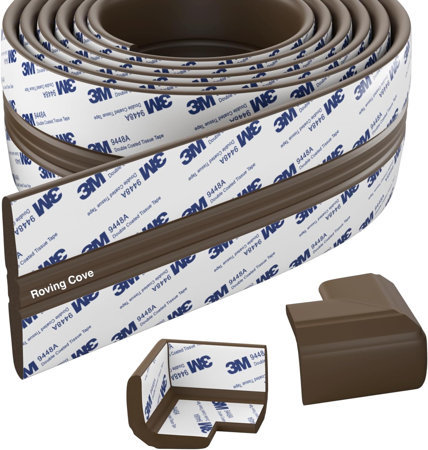 Roving Cove PreFit (Broad) Fireplace Edge Corner Protector (Extra Wide 9ft Edge 2 Corners), Baby Proofing Bumper Guards, Coffee Brown, Pre-Taped, for Straight Surfaces – New & Improved