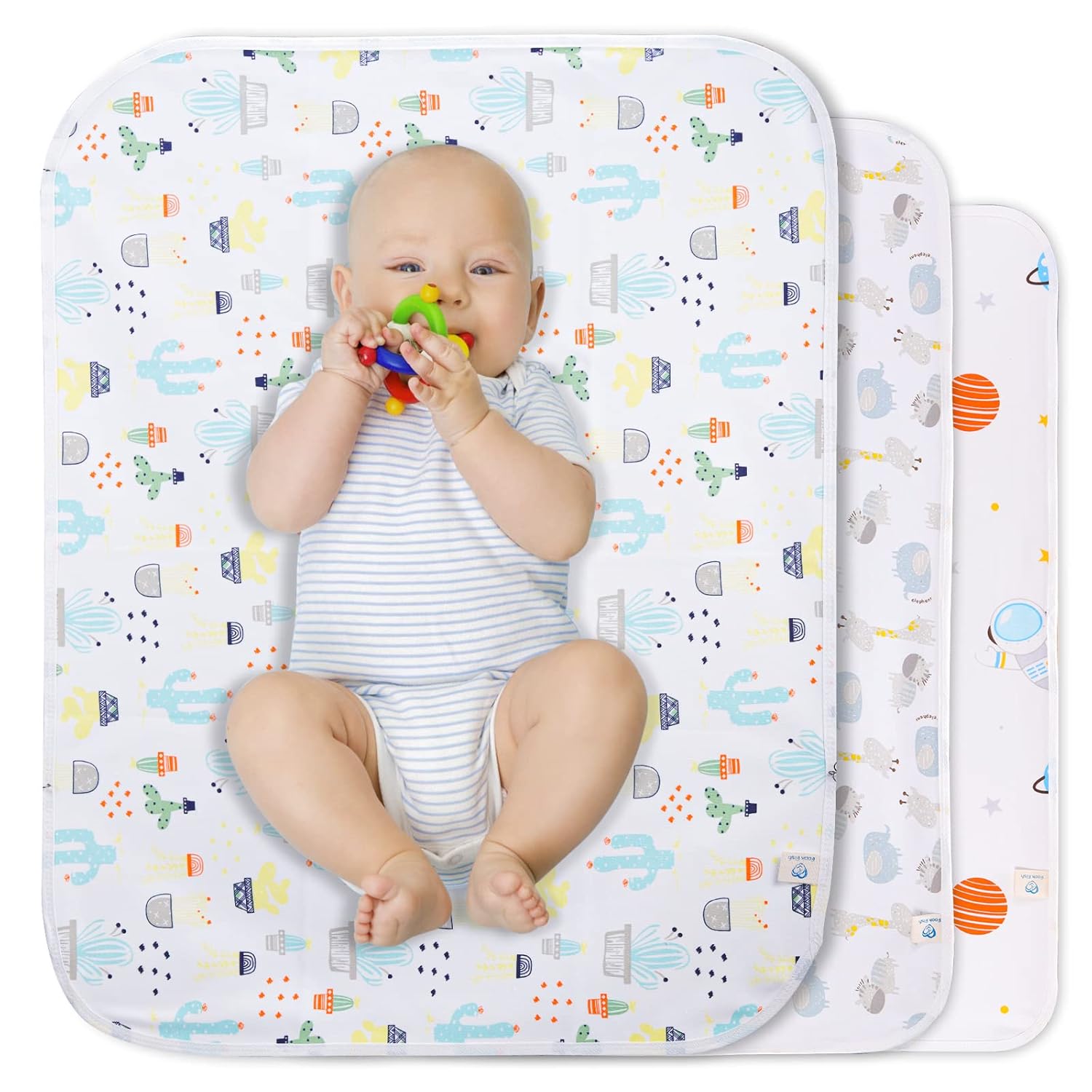 Baby Portable Changing Pad Waterproof Diaper Changing Mat Travel 3 Pack Washable Mattress Pad Reusable Under Pads Changing Pad Liners 22″ x 27.5″
