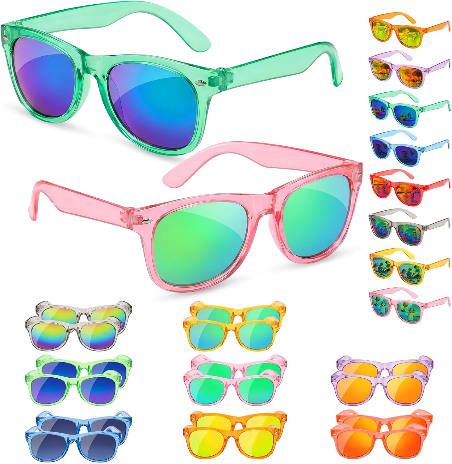 Froman Kids Sunglasses Bulk – Party Favors for Boys Girls Ages 3-8, Neon Colors with UV 400 Protection