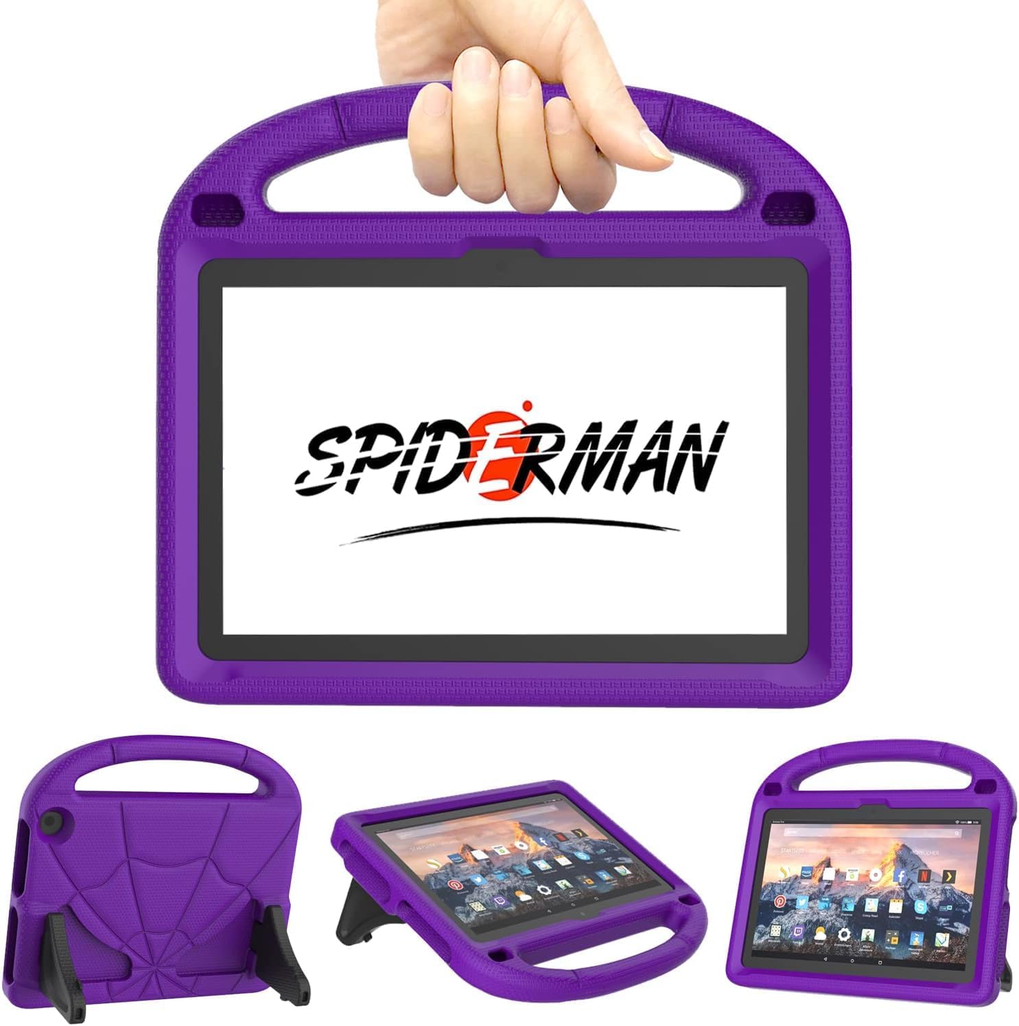 DICEKOO Kid Case for Tab 8” New Tablet, Lightweight Shockproof Kid-Proof Cover with Handle Stand – Purple