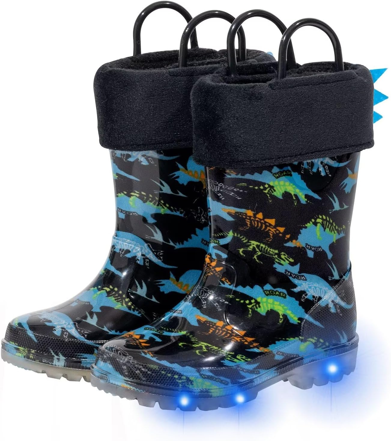 FUNCOO PLUS Toddler Rain Boots Kids Light up Snow Boots Boys Girls Waterproof Winter Boots with Removable Warm Lining