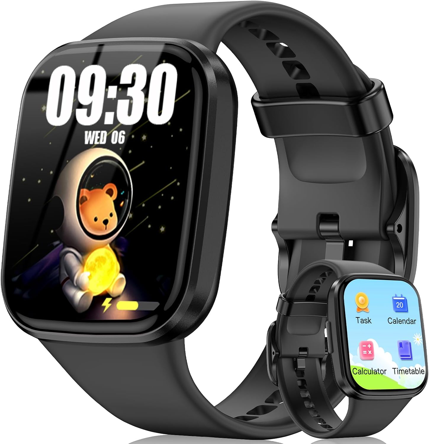 Smart Watch for Kids No APP/Phone Needed, HD Touch Screen Fitness Tracker with Heart Rate, Sleep Monitor, IP68 Waterproof Smartwatches with Pedometer, Alarm Clock, Gifts for Kids Ages 4-12 (Black)