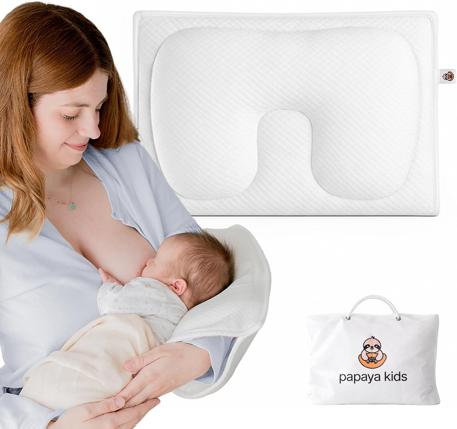 Baby Feeding Arm Pillow – Memory Foam Nursing Pillow for Breastfeeding & Bottle Feeding, Portable Travel Nursing Pillow, Ergonomic Arm Support, Baby Head & Neck Support for Newborn, Washable