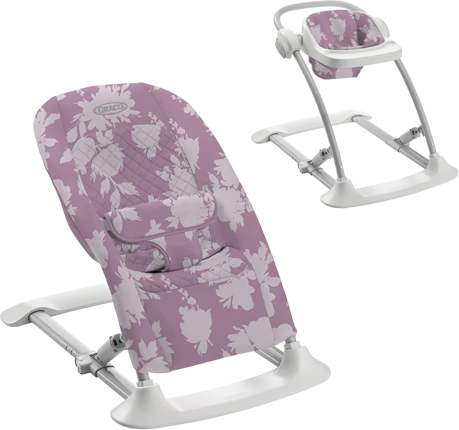 Graco® Jumpstart 4-in-1 Adjustable Infant Activity Bouncer & Jumper Versatile Baby Swing Floor Seat and Kids Chair with Snack Tray Lilac Mod