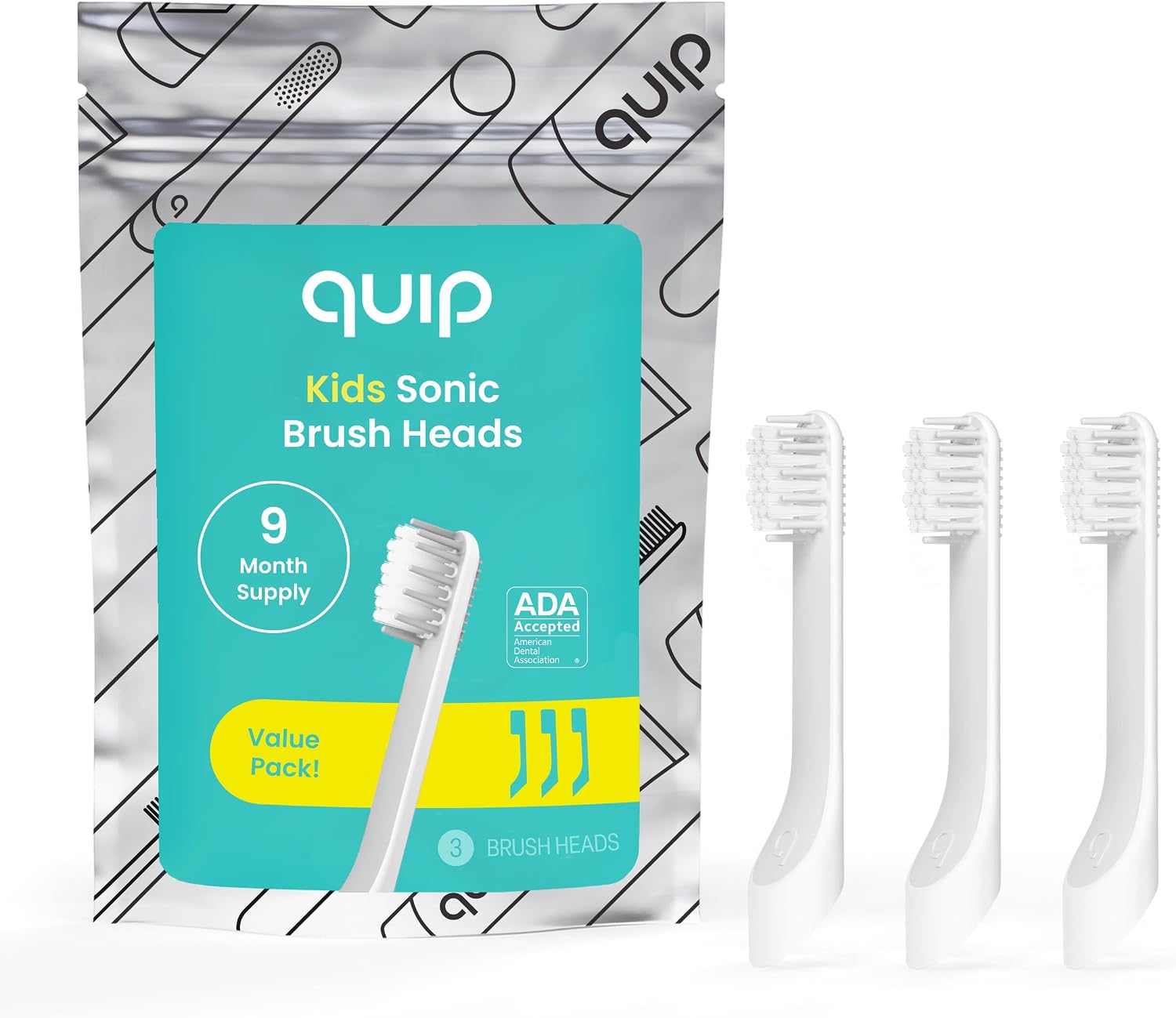 quip Sonic Toothbrush Replacement Heads for Kids – 3 Pack – Verified quip Small Brush Head Refills for Electric Toothbrushes – Soft Bristles, Compact & Flexible – Last 3 Months Each