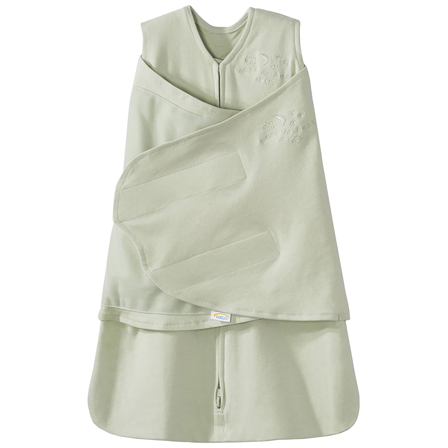 HALO 100% Cotton Sleepsack Swaddle, 3-Way Adjustable Wearable Blanket, TOG 1.5, Sage, Newborn, 0-3 Months