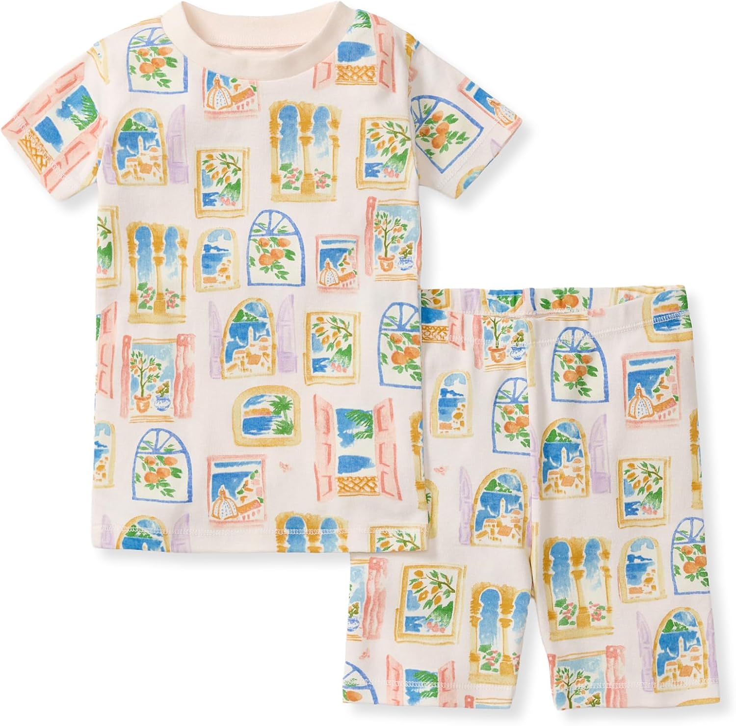 Burt’s Bees Baby Unisex Cotton Pajamas, 2-Piece Short Sleeve Tee & Shorts