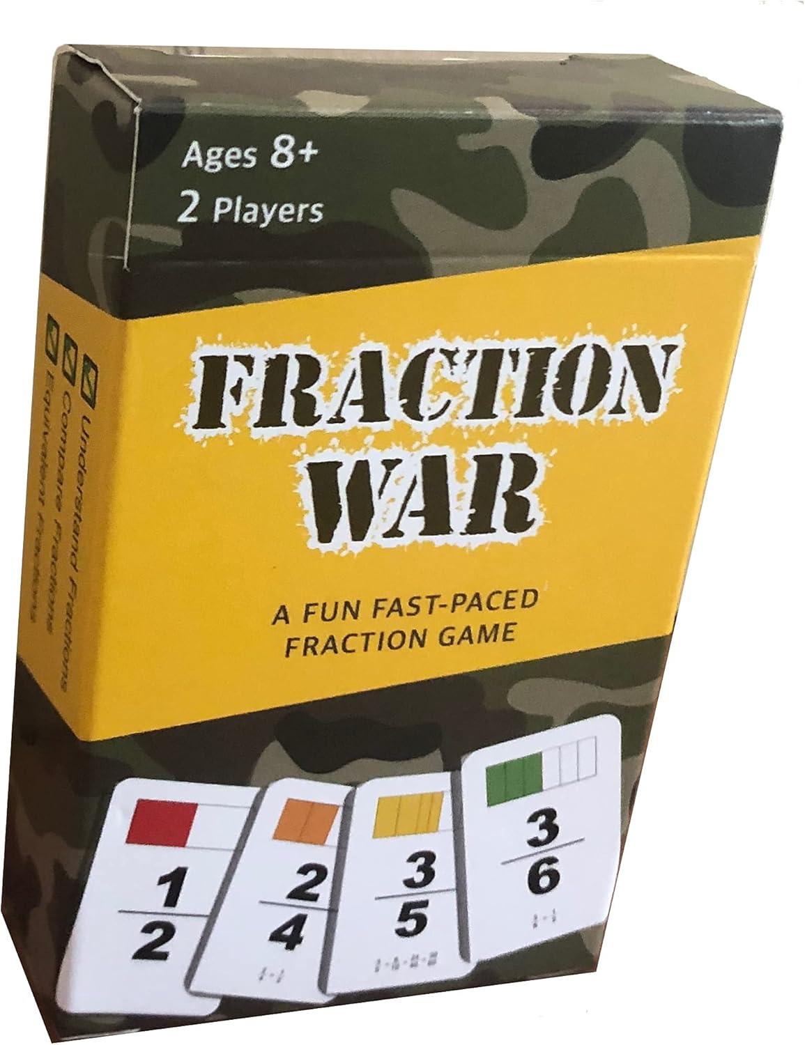 Fraction War Fun Math Game to Learn, Compare and Simplify Fractions for 2nd to 5th Grade (1 Pack) – Standard Edition