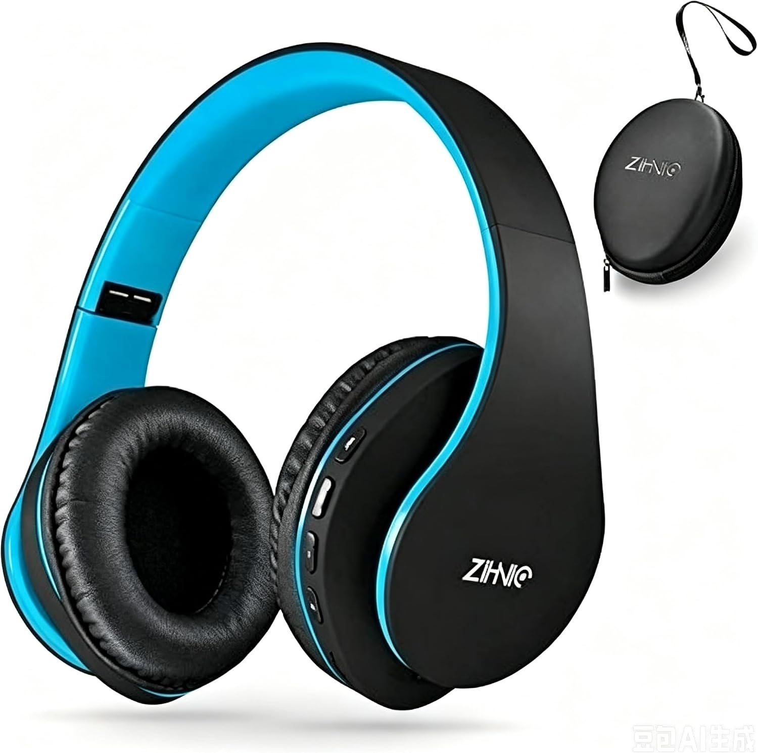 ZIHNIC Bluetooth Headphones Over-Ear, Black/Blue | Foldable Wireless and Wired Stereo Headset Micro SD/TF