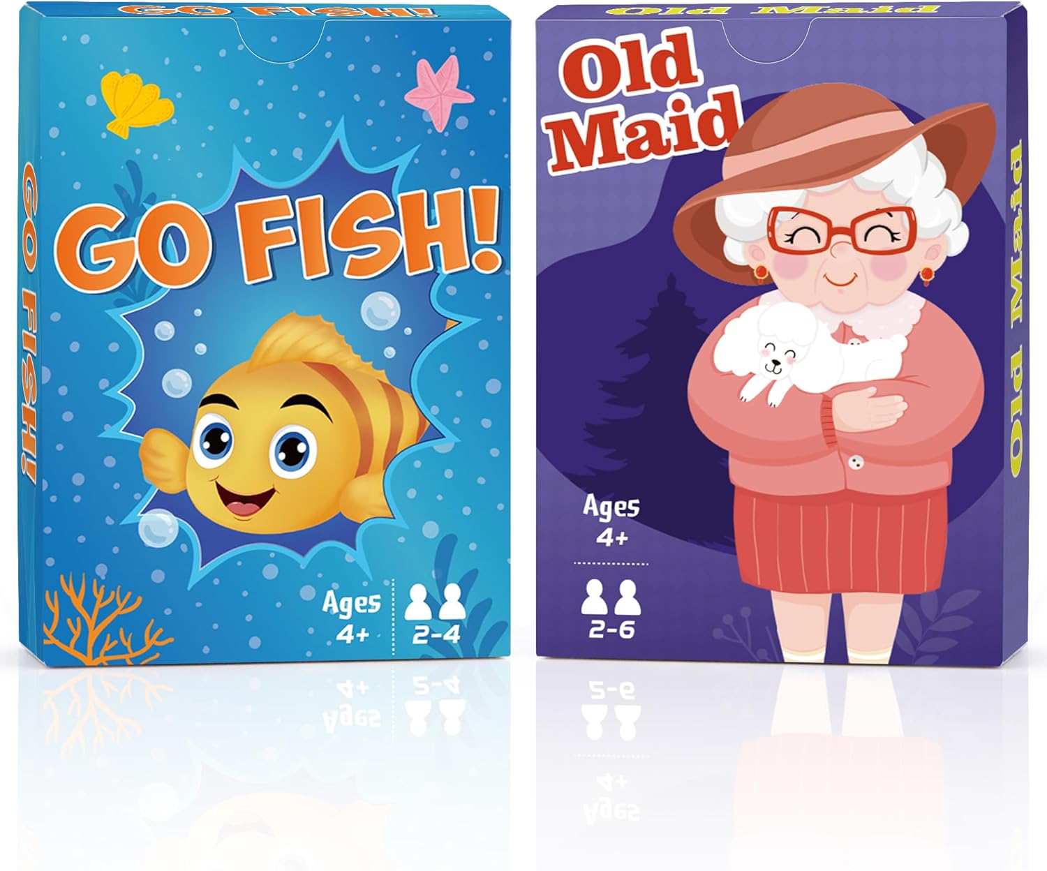 Card Games,Go Fish and Old Maid Card Game for Kids Ages 4-8,Fun Classic Interactive Games for Kids Toddlers Adults,Perfect for Stocking Stuffers Gifts,Family Game Night Party Games(Go Fish&Old Maid)