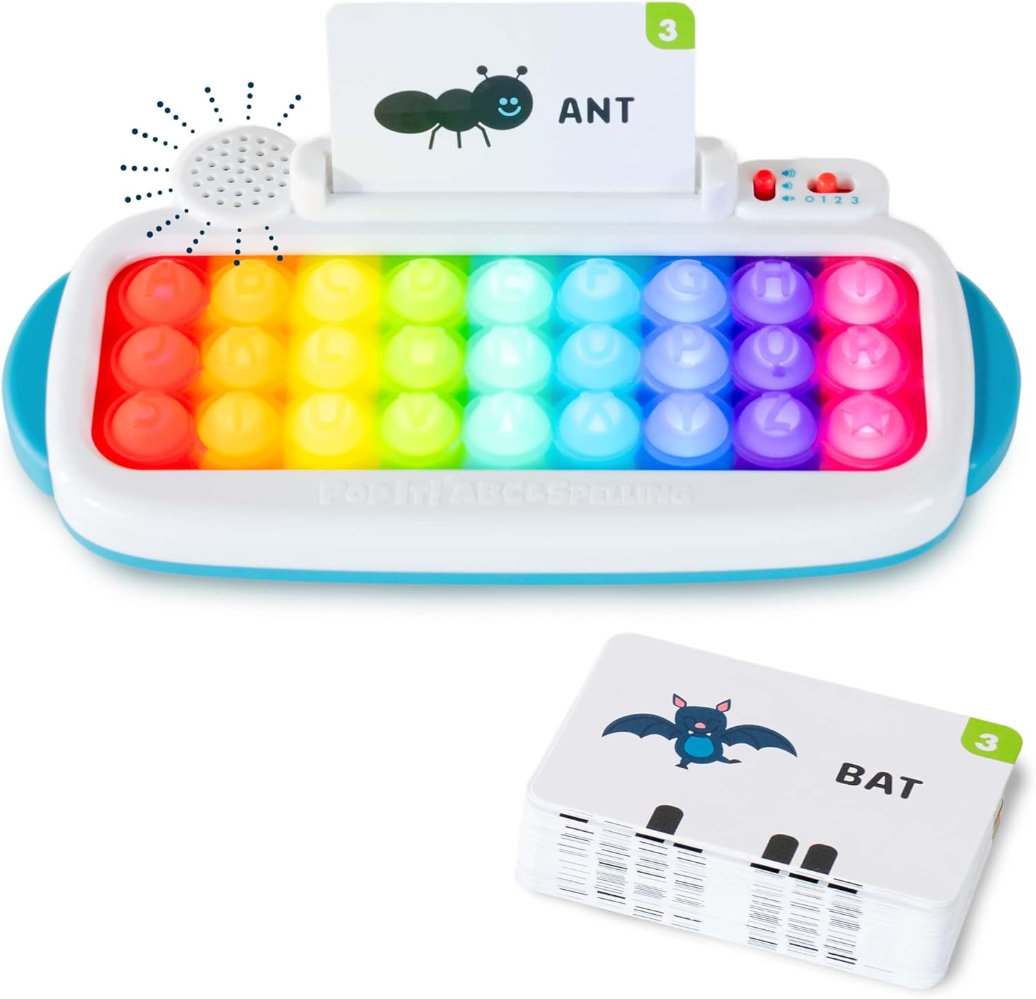 Chuckle & Roar Pop It! ABC & Spelling Keyboard – Multicolor – Smart Letter Guidance with Alphabet Learning Toys – Soft Silicone Keys for Toddler Sensory Toys – Compact Travel Play Kit for Toddlers 1-3