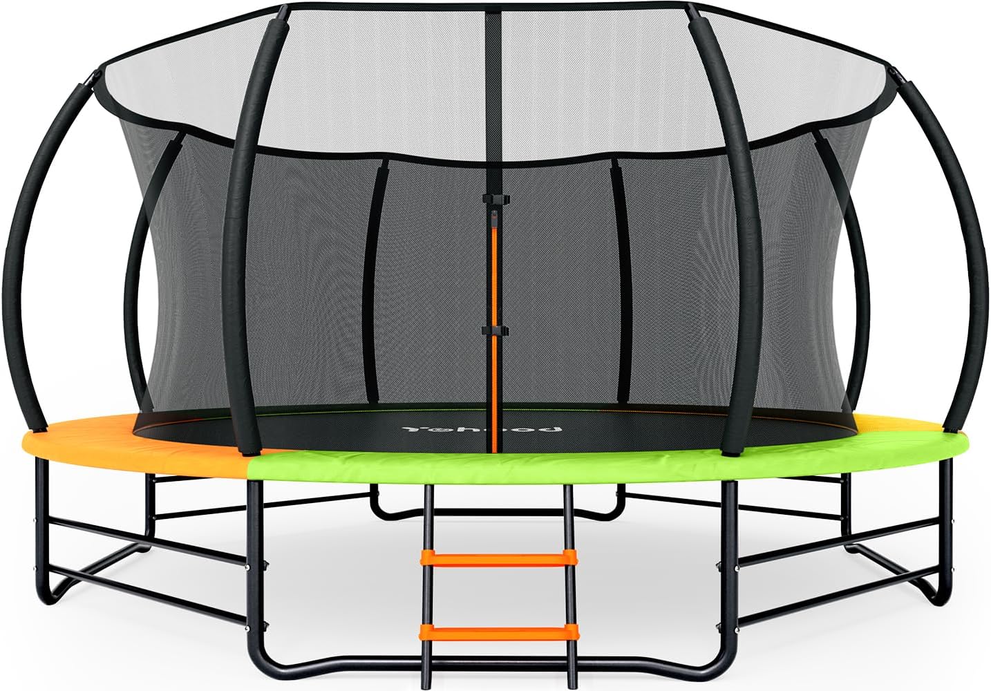 Yohood Trampoline Outdoor 12FT 14FT, Recreational Trampolines with Enclosure Net and Ladder, ASTM Approved for Kids and Adults, with Additional 8 Stabilizer Bars and Anti-Rust Coated Galvanized Frame