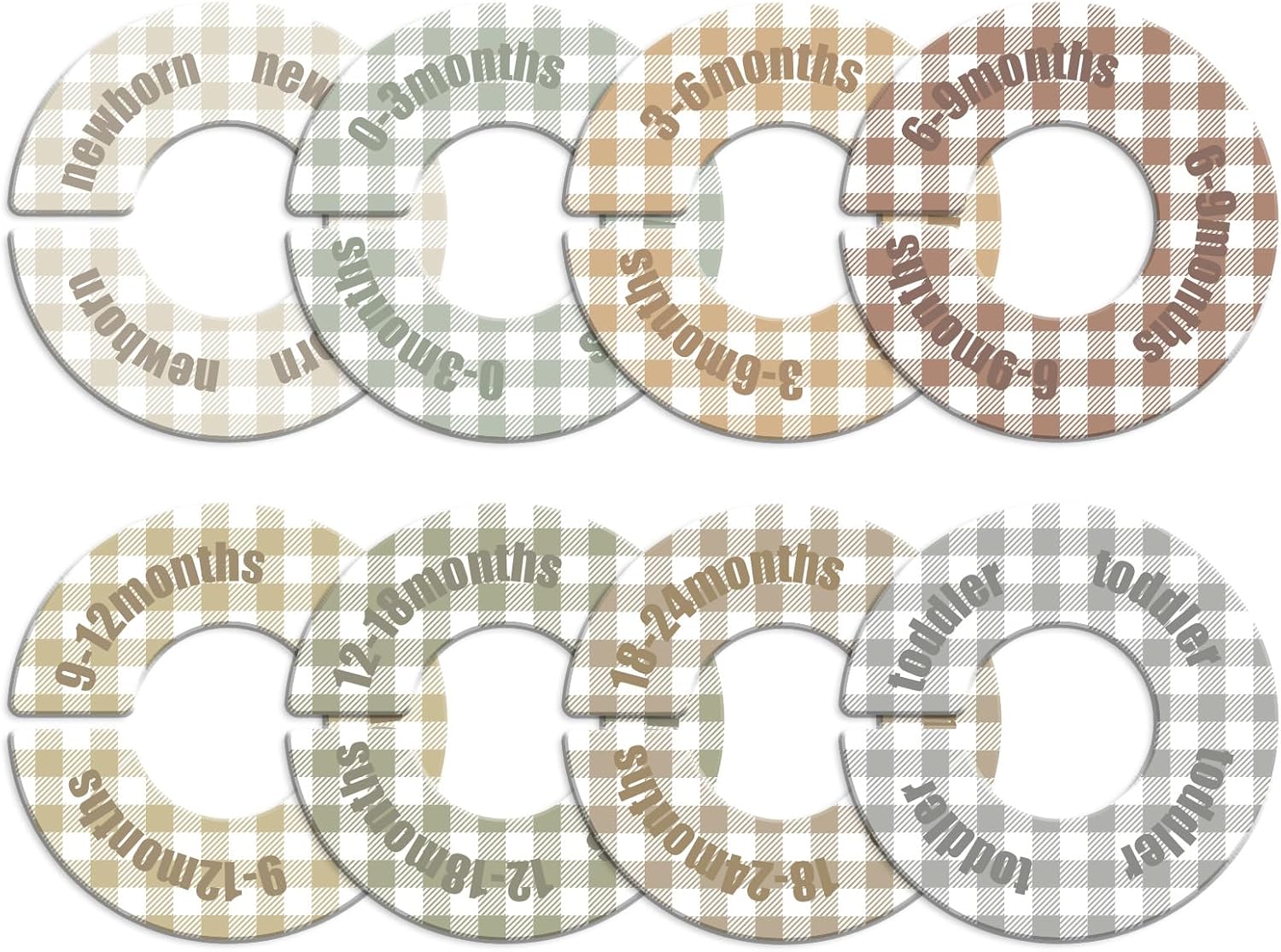 WSICSE Baby Closet Dividers,Round Baby Clothes Dividers for Closet Nursery Closet Organizer & Decor for Sorting 8 Designs Fits 1.5″ Rod