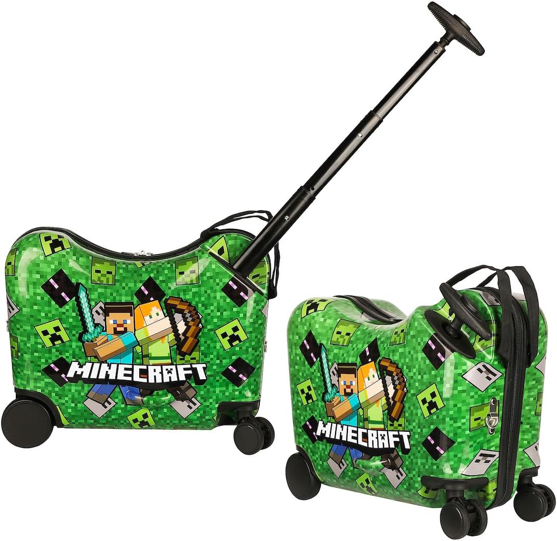 Bioworld Minecraft Steve & Alex Green 15″ Ride-On Luggage