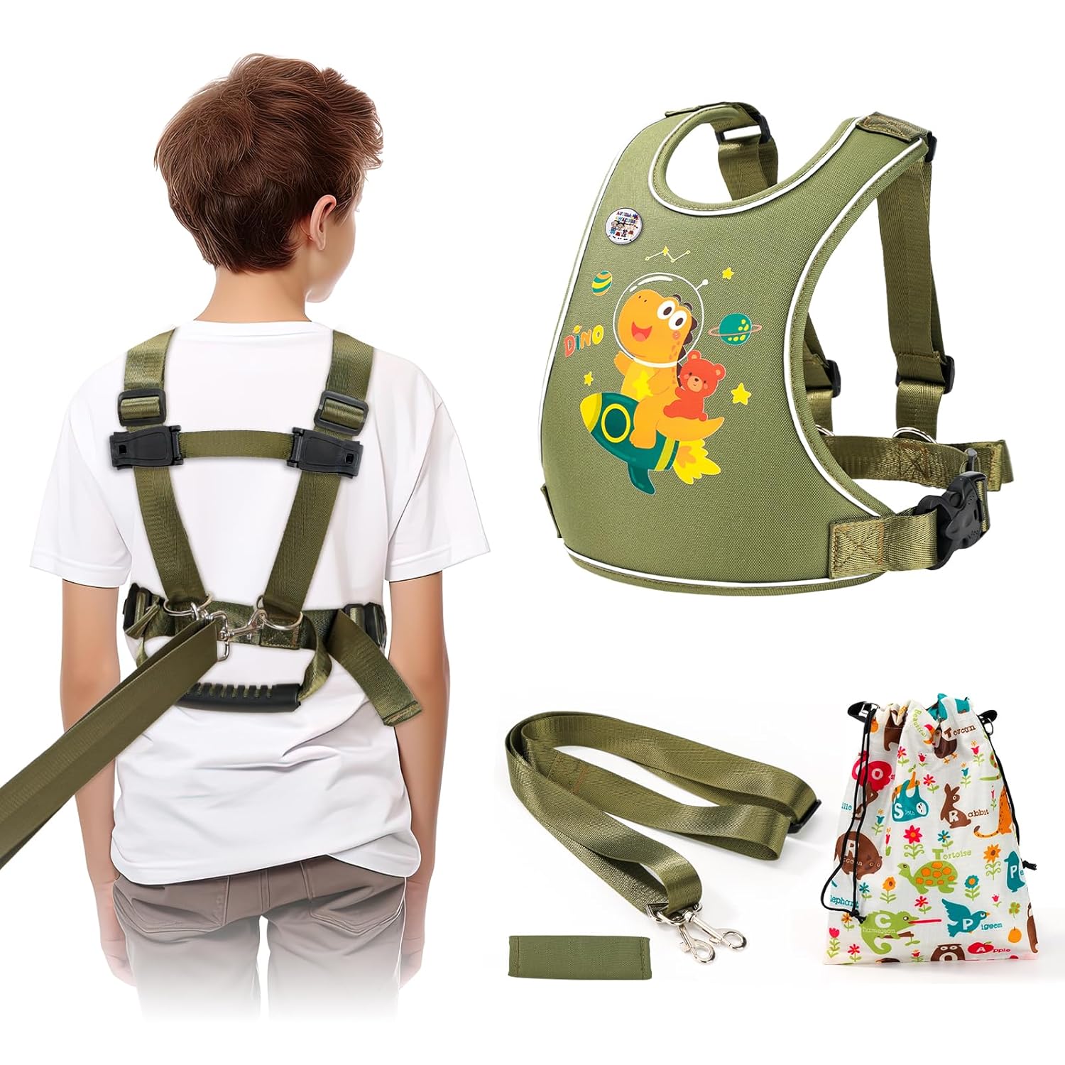 Safety Walking Harness for Big Kids 6-12, Anti-Elopement Vest Harness for Autism Special Needs ADHD, Reflective Leash with Handle for Autistic, Active Children, Adjustable Tether for Travel and Crowds
