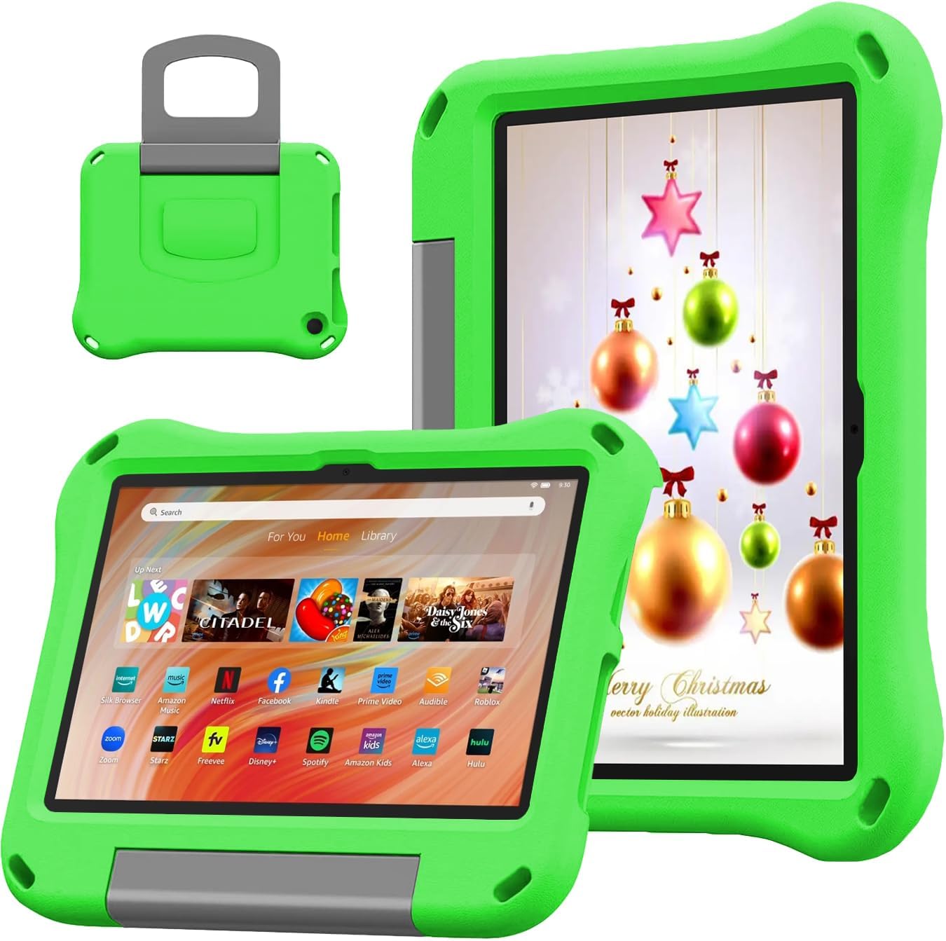 10inch Tablet Case for Kids, Lightweight Shockproof Kid-Proof Cover with Handle Stand for 10in Tablet Kids Case Incompatible iPad Samsung Lenove TCL Onn 10in Tablets. (Green)