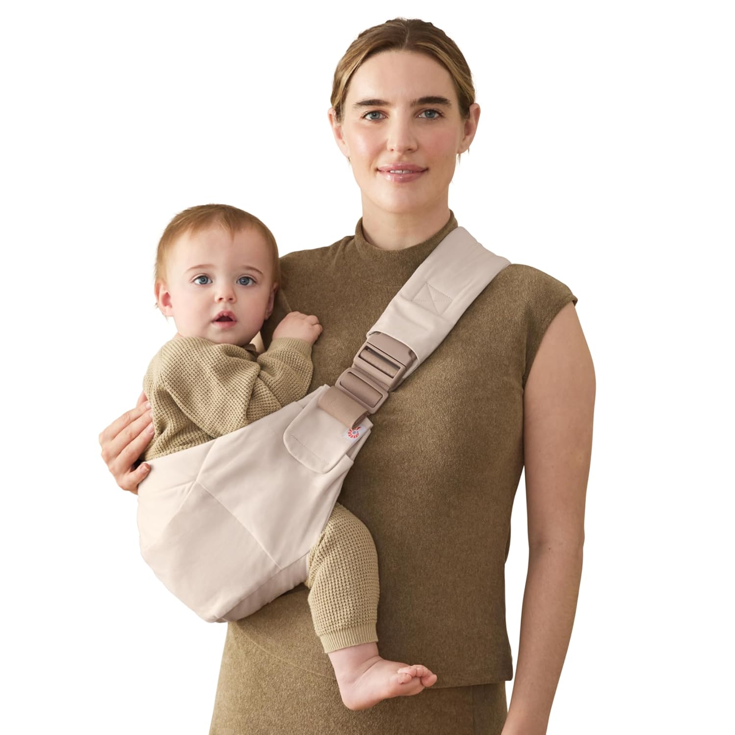 Ergobaby Upsie Sling Baby Carrier for Babies and Toddlers 6-48 Months (17-45 lbs) – 2-Position Ergonomic Baby Carrier with Front Storage Pocket, Hip-Healthy Positioning – Natural Beige
