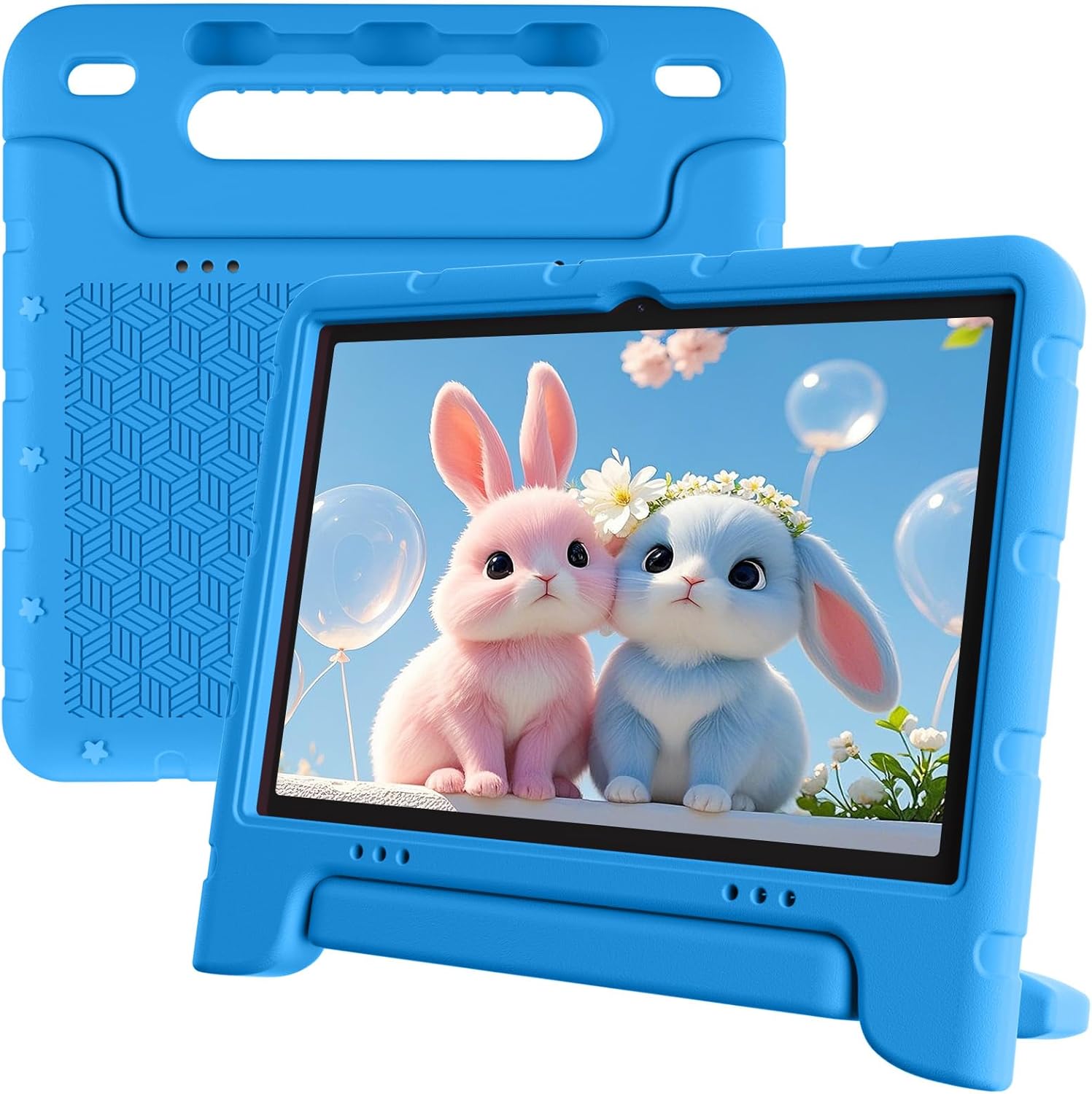 EDDBNi Kids Tablet Android 15 Tablet 10 inch Kids Tablets with Case Quad Core 64GB Dual Camera Parental Controls 2.4G WiFi Educational Tablets (Blue)