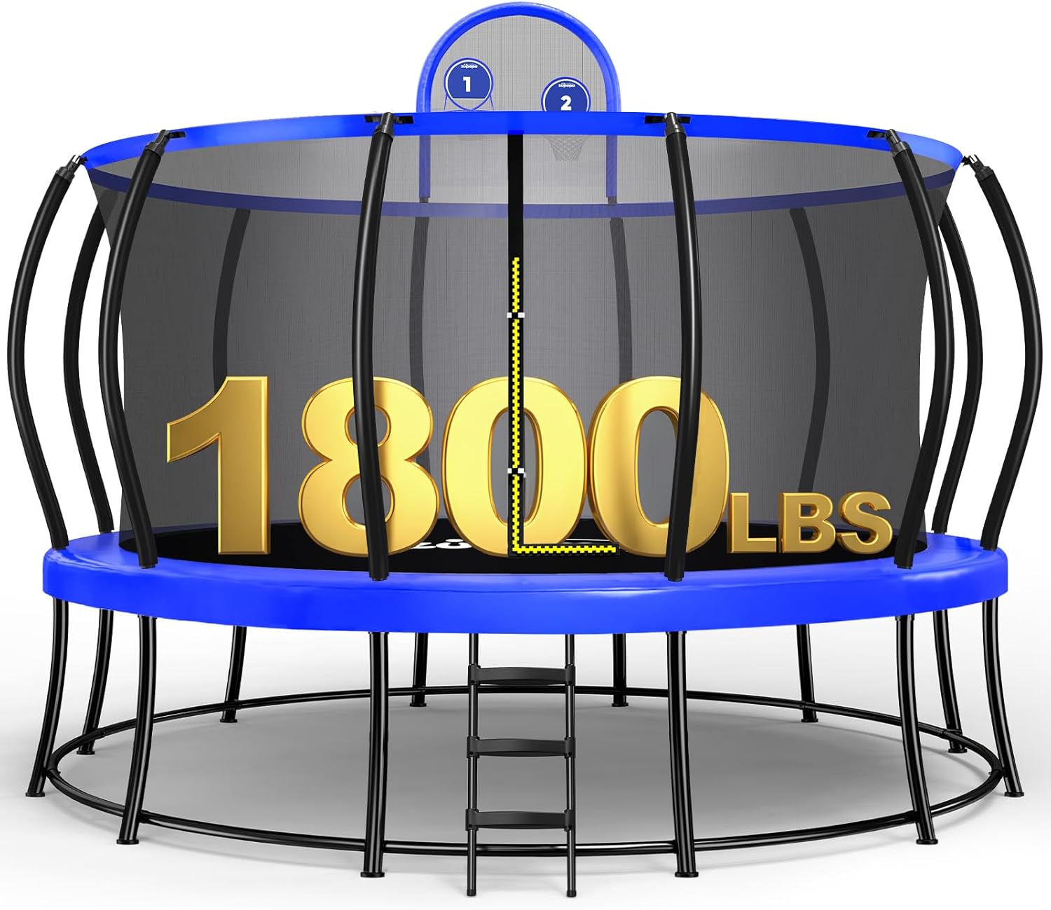 Zupapa 1800LBS Capacity No-Gap Design 16 15 14 12FT Trampoline with Safety Enclosure Net and Non-Slip Ladder 10-Year Quality Assurance Perfect for Kids Family Outdoor Backyard Fun