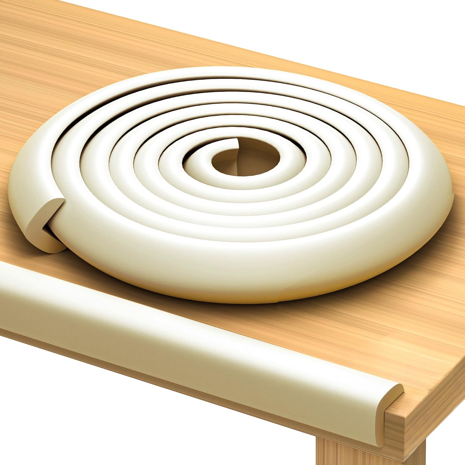 Premium 12ft Edge Protector for Baby, Odorless Foam Cushion with Strong Adhesive Tape, Non-Toxic to Baby Proof Corners and Edges, Wall Corner Protector & Desk Edge Cushion White