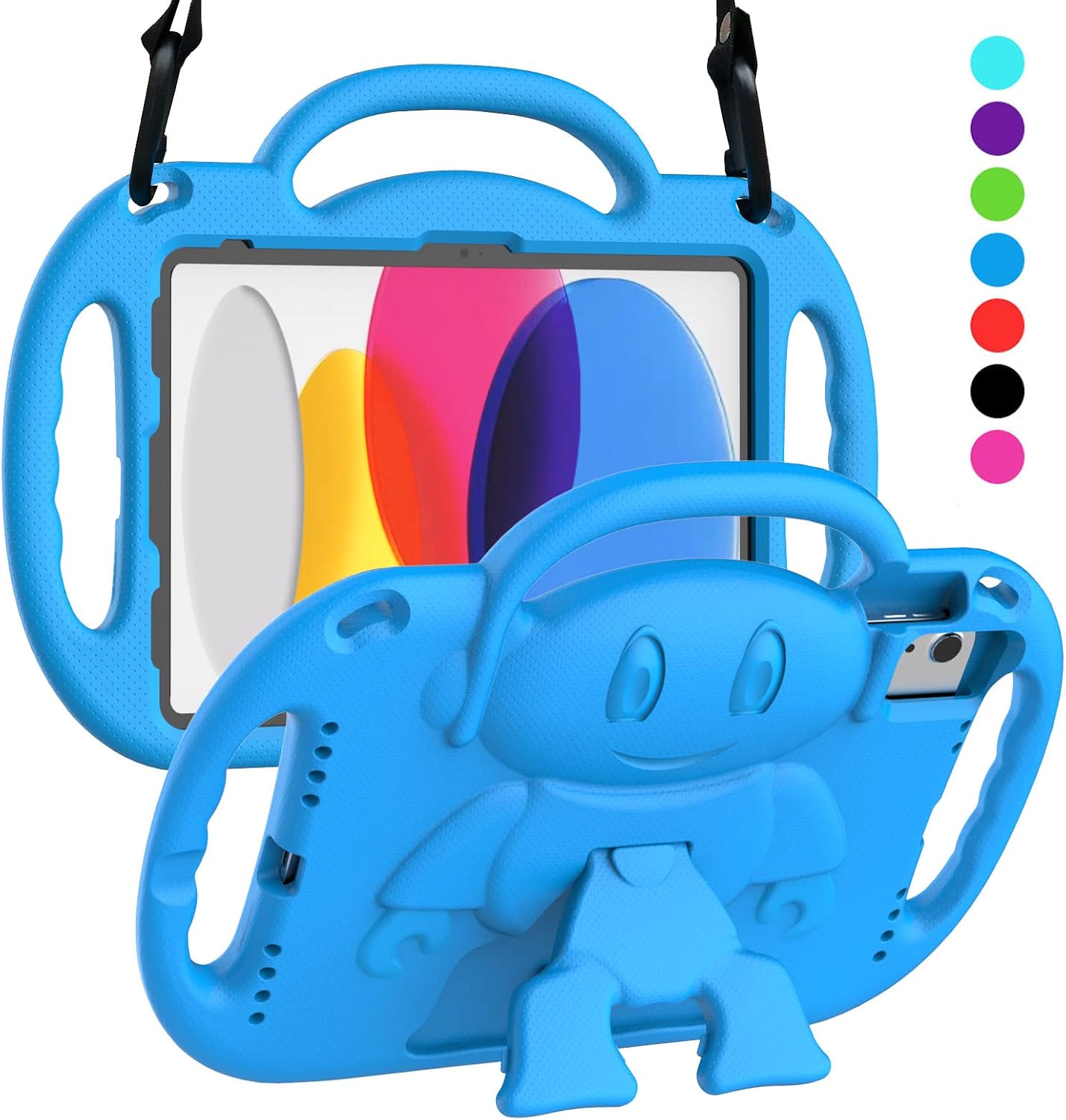SUPLIK Kids Case for New iPad 11th Gen (A16) 11-inch 2025 & 10th Generation 10.9″ 2022 & Air 11″ 2025/2024 & Air 5th/4th Gen & Pro 11, Durable Shockproof Cover with Shoulder Strap Handle Stand, Blue