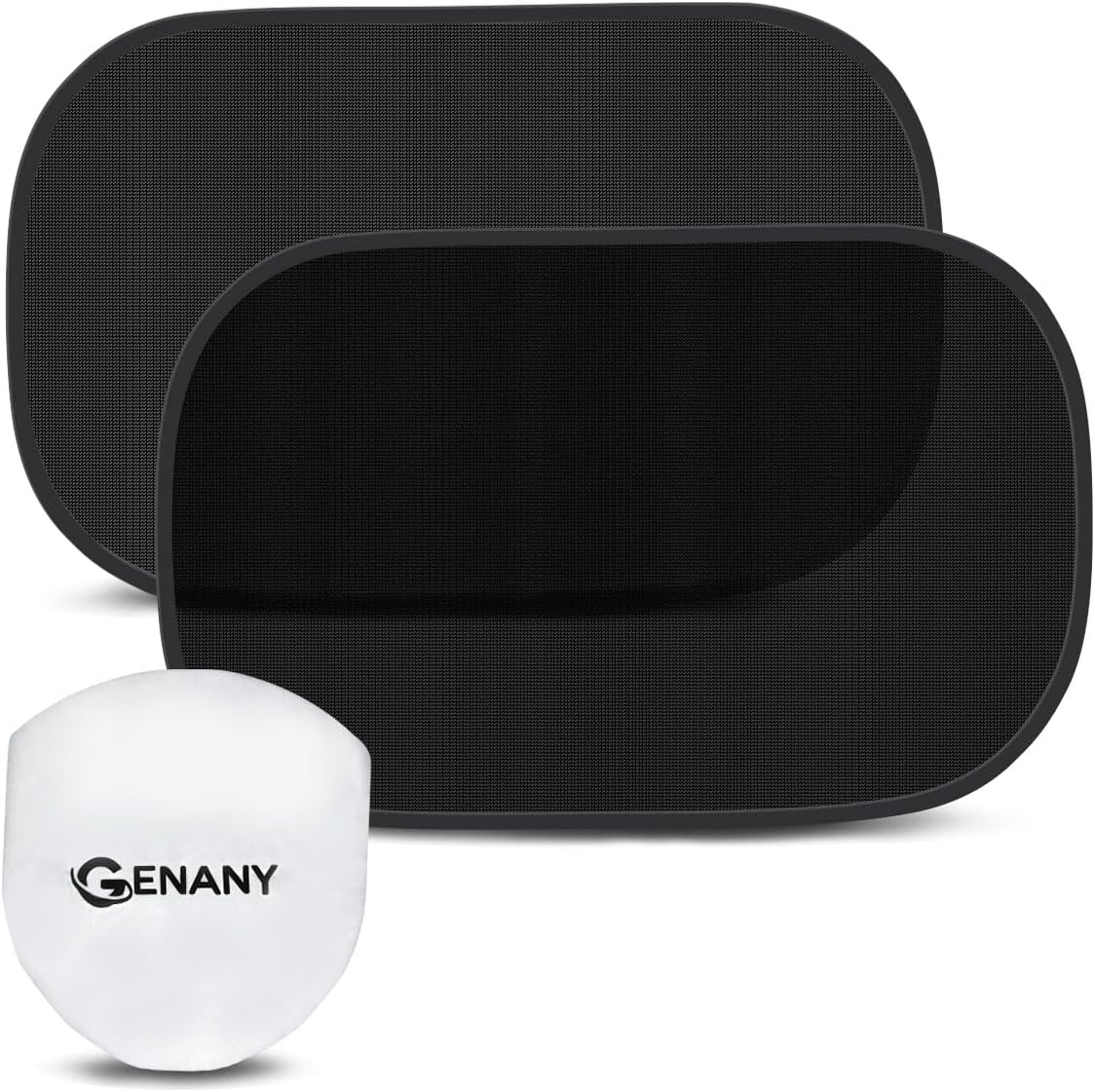GENANY 2pcs Black Window Sun Shade for Sedan SUV Truck (21×14 Inches), Sun Shades for Side Window, Accessories for Kids, Baby Window Shades, Summer Car Decor