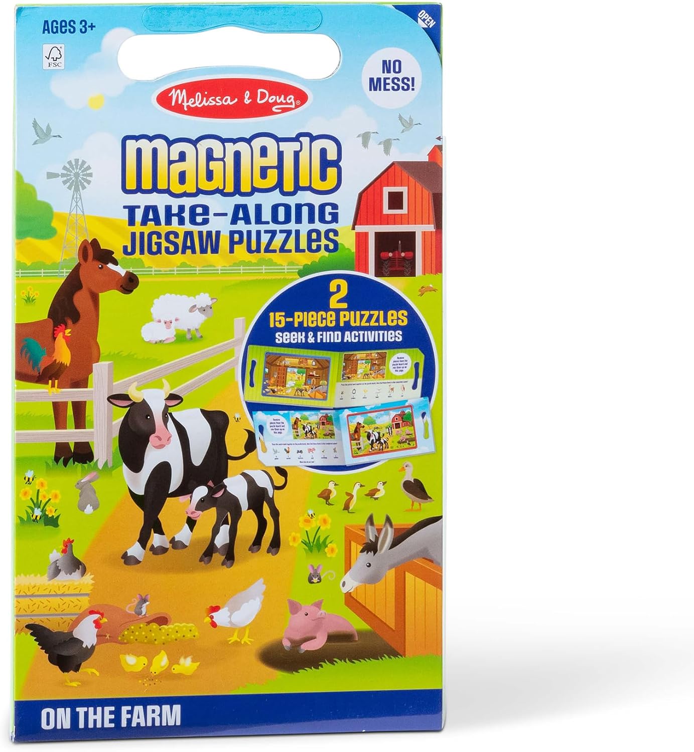 Melissa & Doug Take-Along Magnetic Jigsaw Puzzle Set – On the Farm (2 x 15 Piece) Travel Activity Toy for Preschoolers and Kids Ages 3+ – FSC Certified