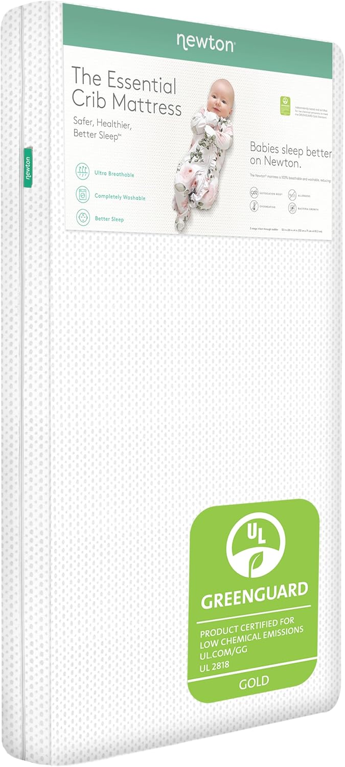 Newton Baby Essential Crib Mattress – Breathable, Washable Infant & Toddler Mattress with Firm Support, All-Stages, Infant to Toddler, GREENGUARD Gold Certified – White