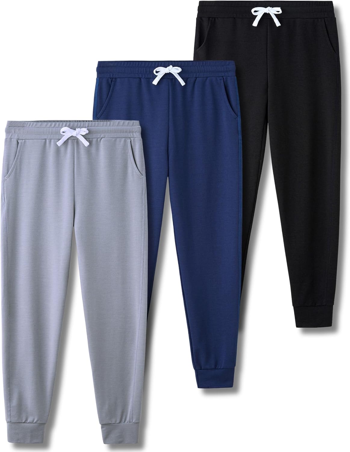 3 Pack Boys Lightweight Jogger Pants, Youth Athletic Sweatpants, Kids Toddlers Clothes Apparel