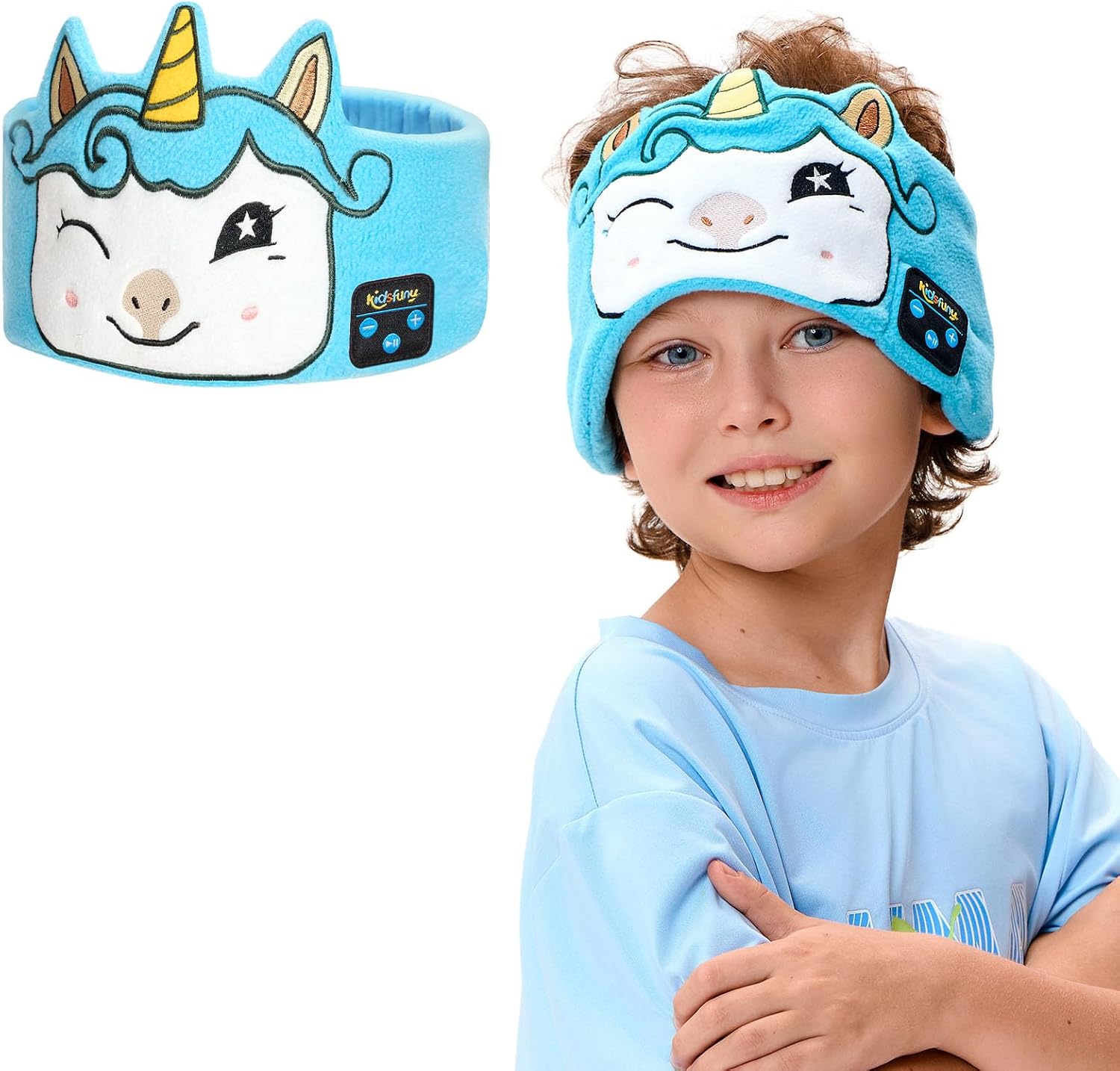 Kids Sleep Headphones Bluetooth Headband, Wireless & Wired Headband Headphones with Ultra-Thin Stereo Speakers for Toddlers Sleeping Airplane Travel