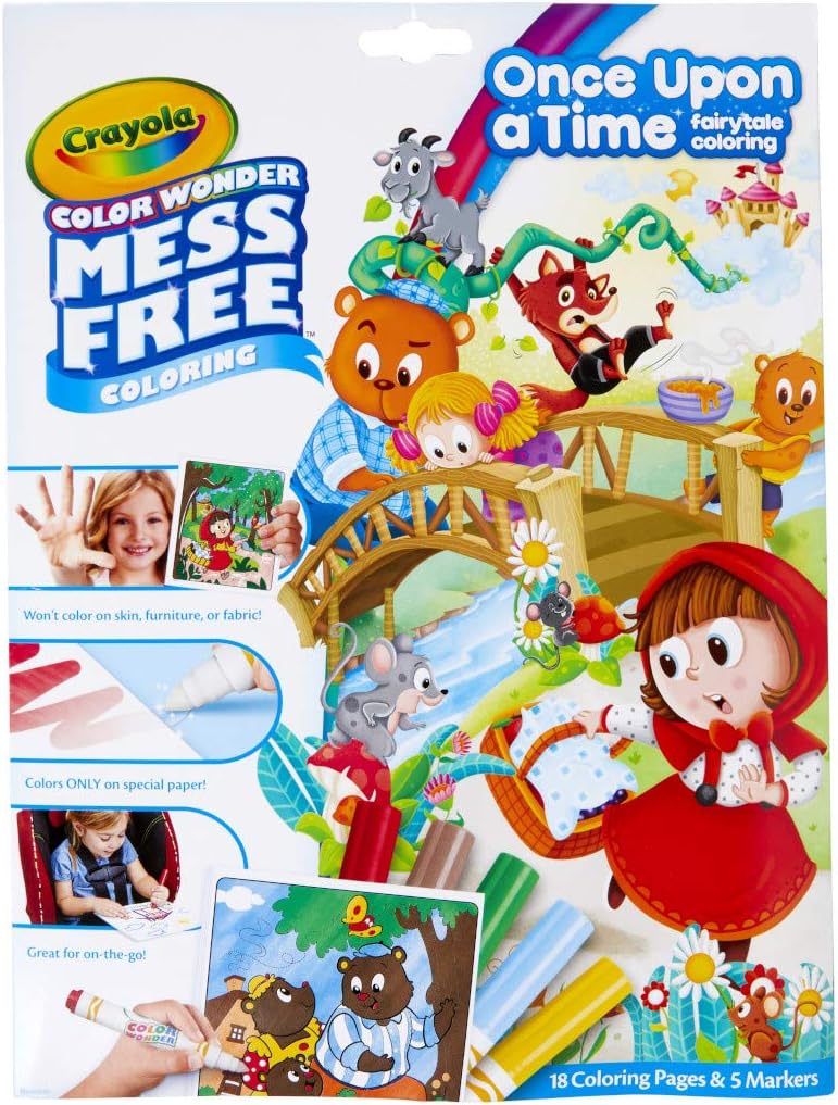 Crayola Color Wonder Fairytales (18 Pages), Mess Free Coloring for Kids & Toddlers, Kids Gifts, Invisible Ink Markers, Ages 3+