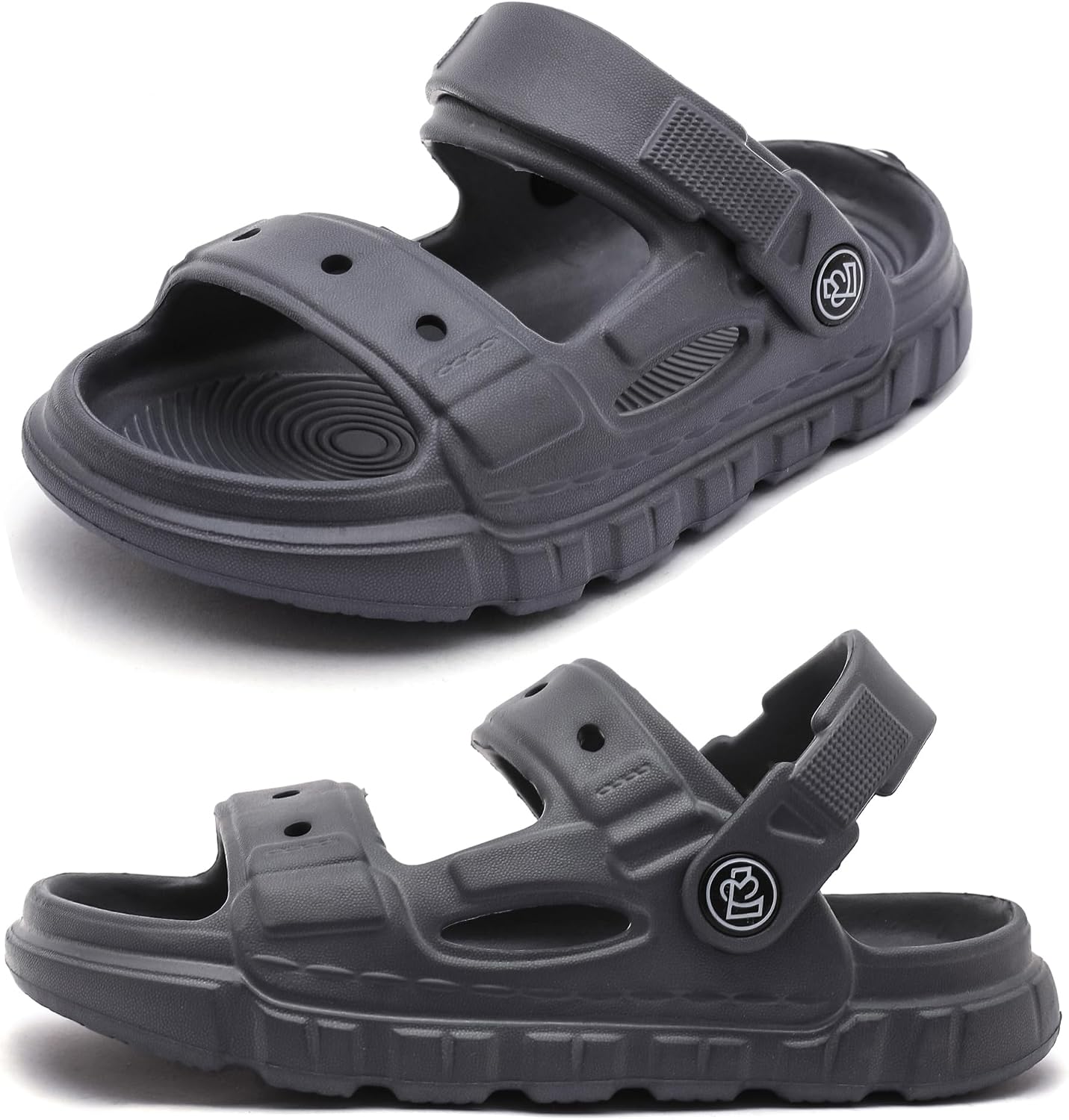 LONSOEN Kids Summer Clogs Boys Girls Slide Sandals Adjustable Toddler Indoor Outdoor Slippers Children Beach Pool Shoes
