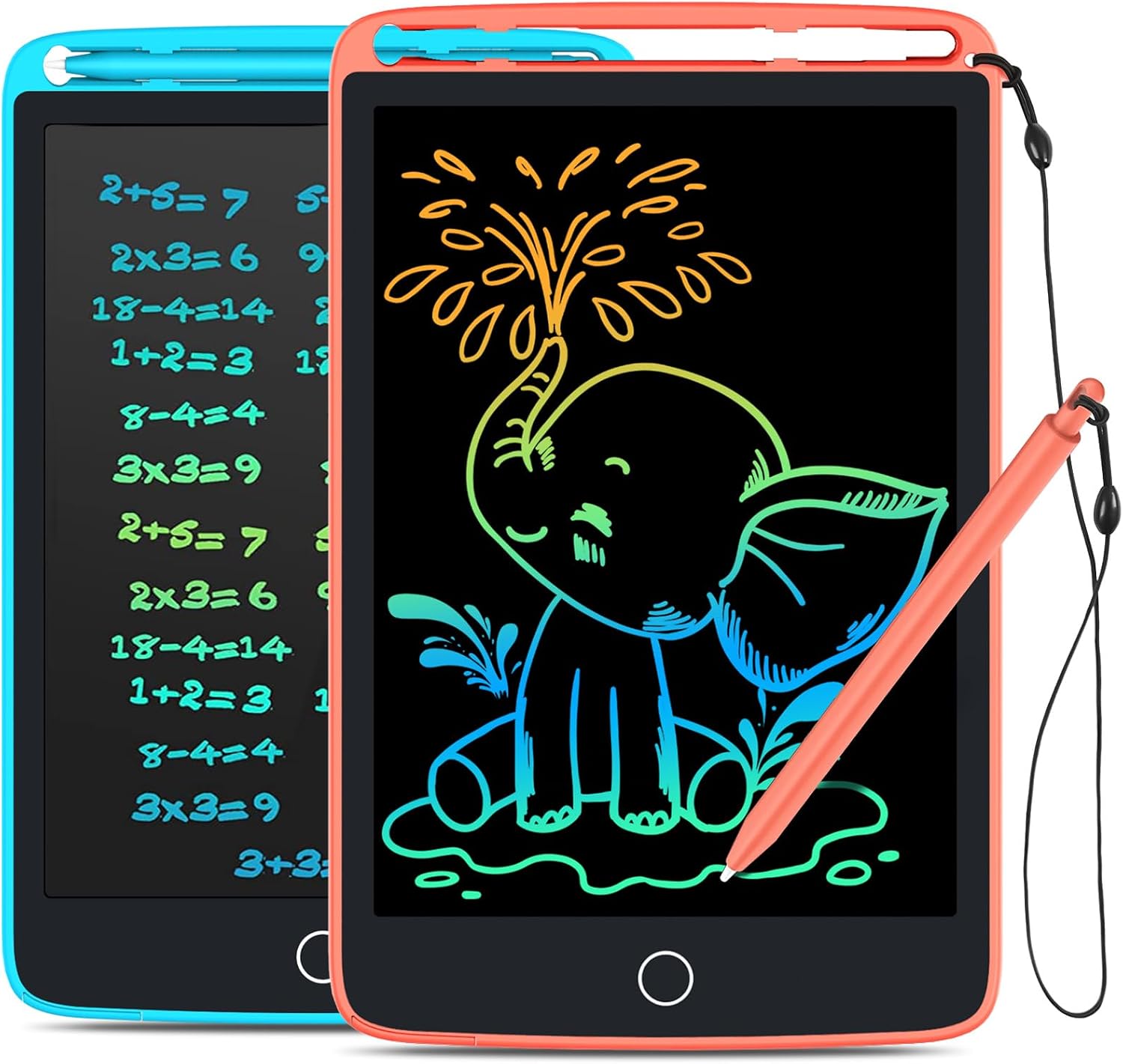 TECJOE 2 Pack LCD Writing Tablet with Fridge Magnets, Doodle Board for Kids Drawing Kitchen Memo, Christmas Stocking Stuffers Birthday Gifts Toys for Boys Girls 8.5 Inch(Blue+Pink)