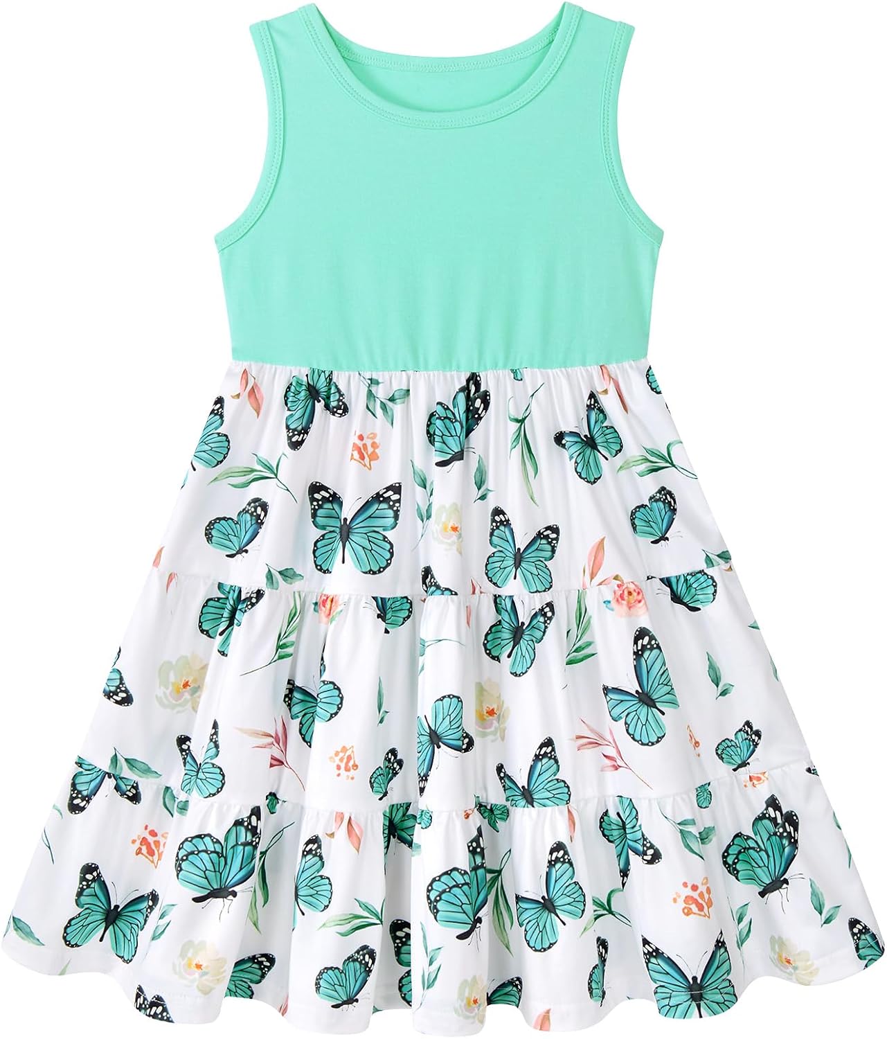 Lovekider Little Girls Casual Sleeveless Dresses Summer Swing Twirly Sundress Kids 3D Cute Sun Dress 4-8T
