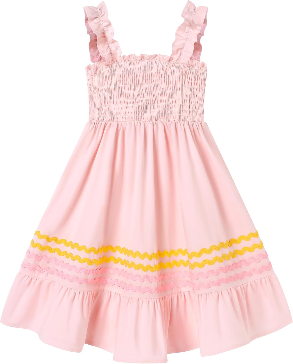 Toddler Girls Casual Smocked Dress Kids Cute Summer Boho Sundress Sleeveless Dresses 3-8 Years