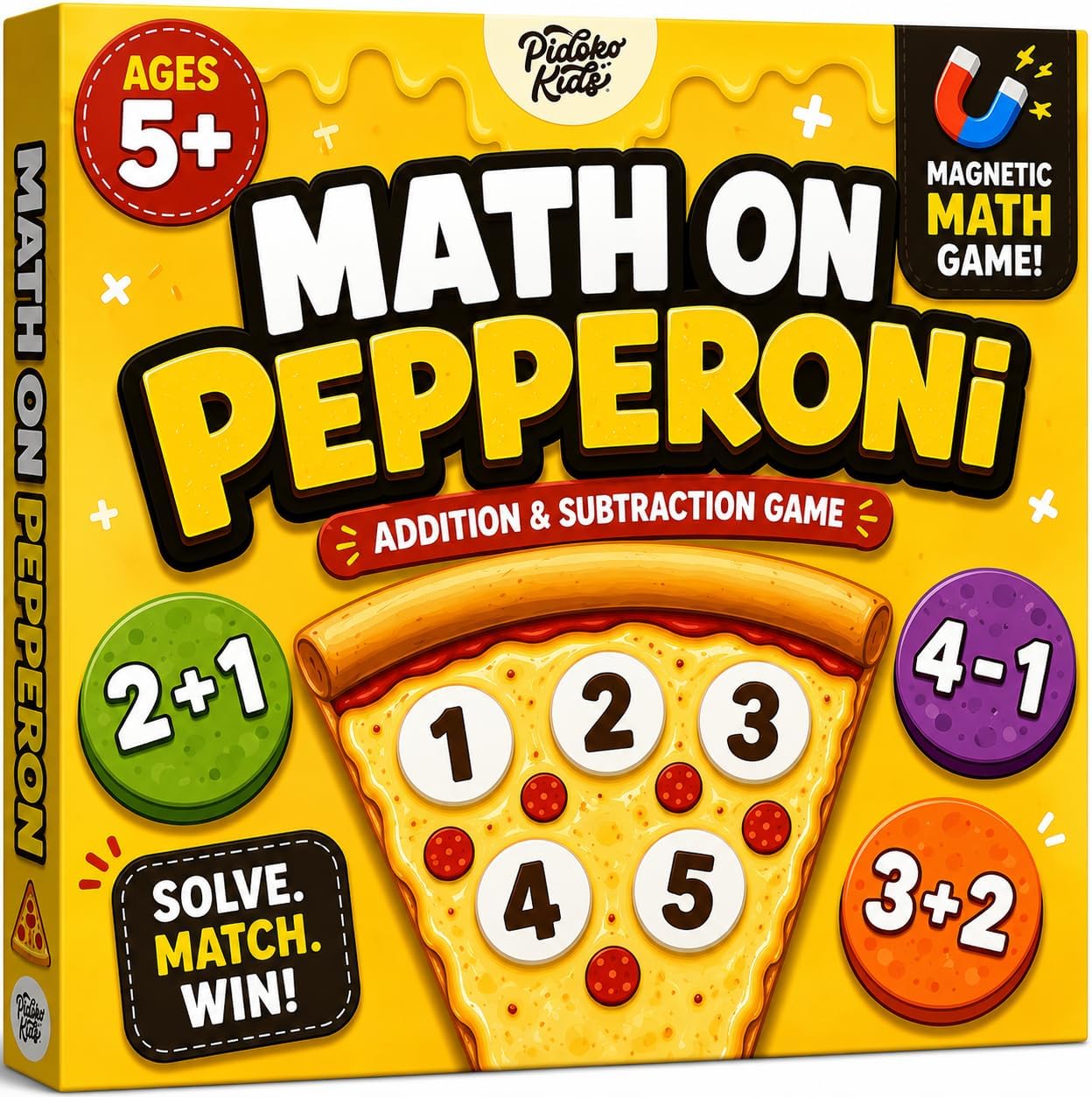 Matheroni Pepperoni Math Games for Kids 5-7, Addition and Subtraction STEM Board Game – Educational & Fun Pizza Game for Kindergarten, 1st-3rd Grade by Pidoko Kids