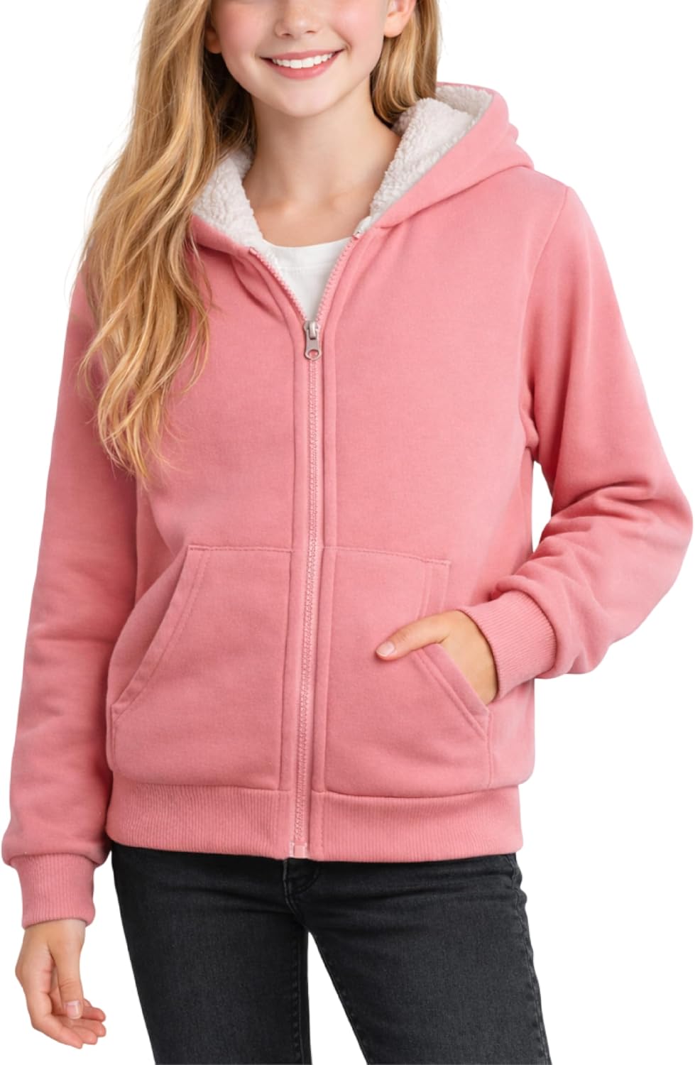 Coney Island Girls Hoodie – Cozy Soft Fleece Sherpa Lined Hoodie Zip Up Sweatshirt for Girls – Size Up for Better Fit