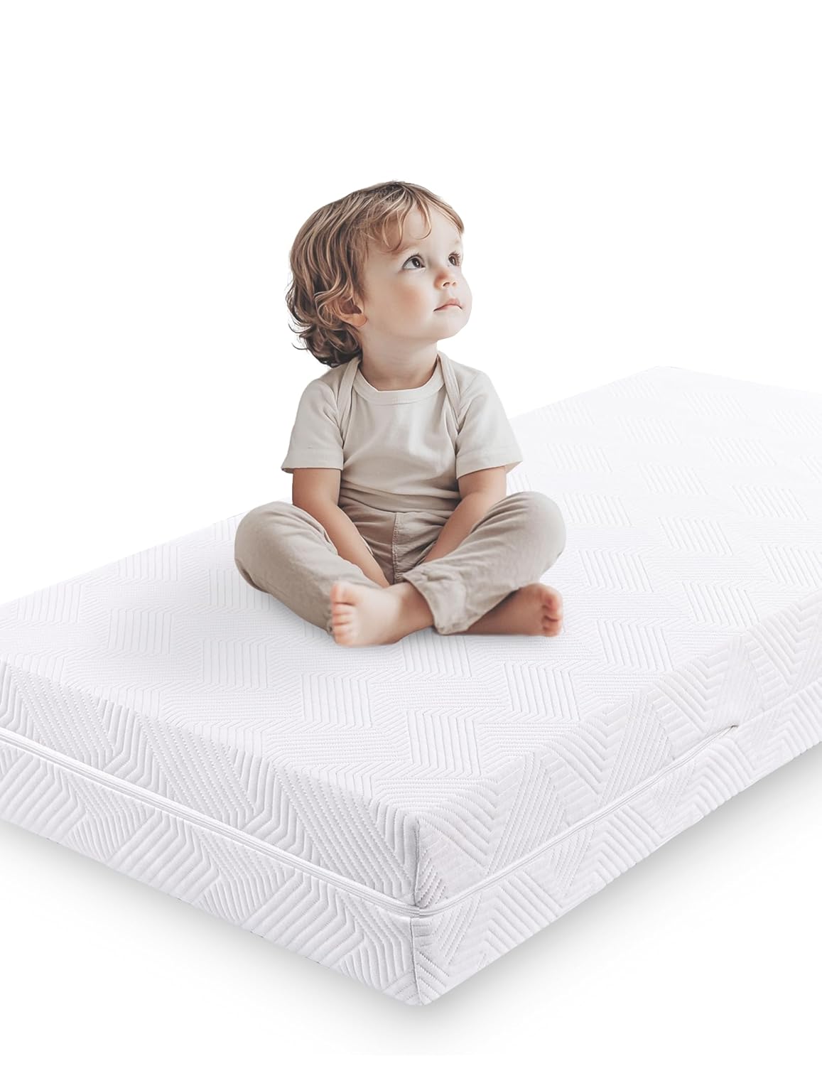 Babelio Ergonomic Zoning Crib Mattress Dual-Sided Memory Foam Waterproof 6″ Thick Toddler Mattress with Zipper Cover, Fits Standard Crib