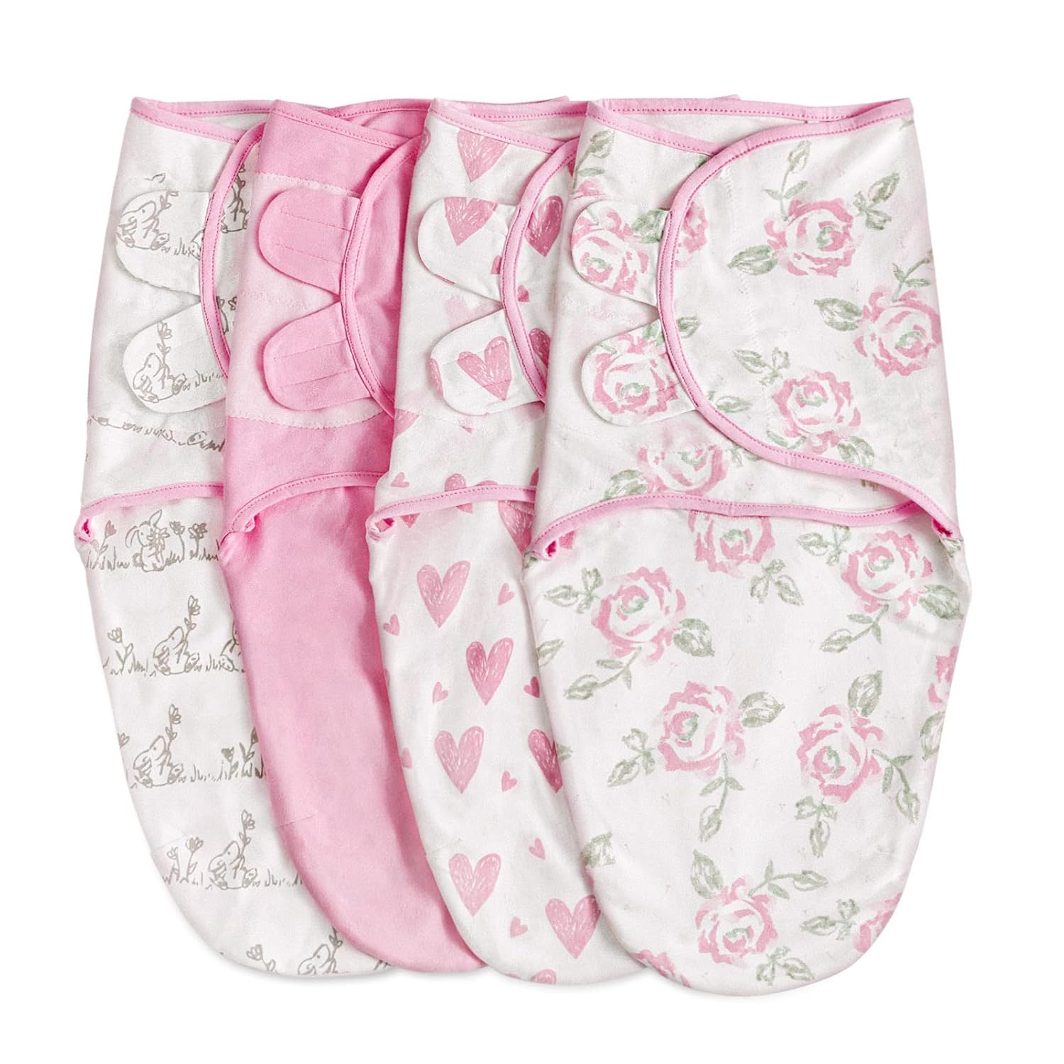 Organic Baby Swaddle Sleep Sacks, 4-Pack Swaddles for Newborns Baby Essentials, Infant 0-3 Months, 100% Cotton Soft & Snug Adjustable Wrap Nursery Swaddling Blankets Improves Sleep