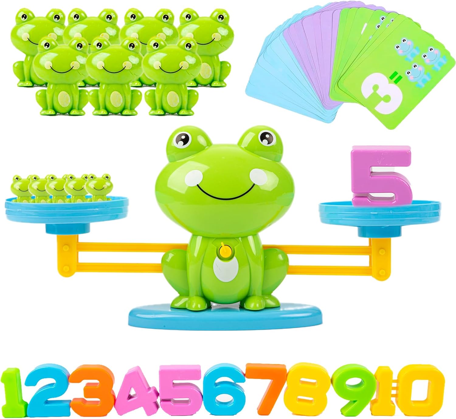 Frog Balance Counting Toys, Cool Math Learning Games for Boys and Girls, Educational Number Preschool Toy, Fun Children’s Gift STEM Math Games for Kids Age 3+ (63 PCS)