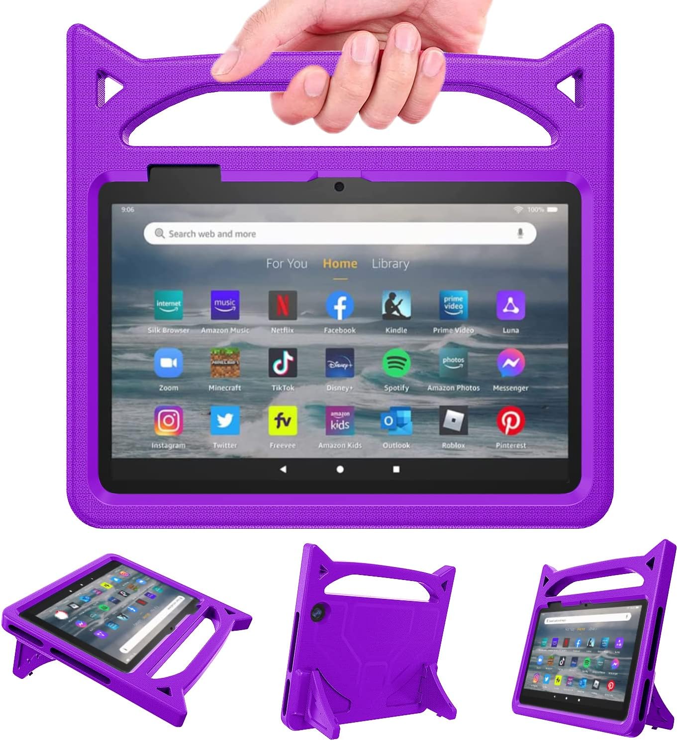 7inch Tablet Case for Kids,Only Compatible with 12th Generation, 2022 Release.Lightweight Shockproof Kid-Proof Cover with Handle Stand. Incompatible iPad Samsung Lenove TCL Onn 7in Tablet (Purple)