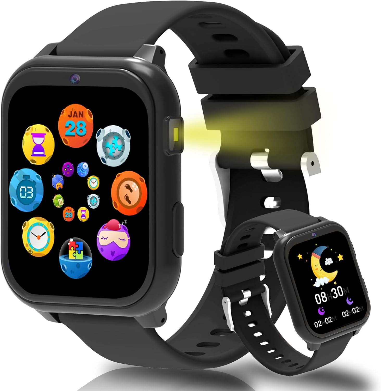 Smart Watch for Kids,1.83″ DIY Dial Fitness Tracker No Phone/APP Needed,18 Games&Camera IP68 Calorie Step Counter,Sleep Monitor,Alarm,Flashlight Great Christmas Birthday Gift for Boys Girls (Black)
