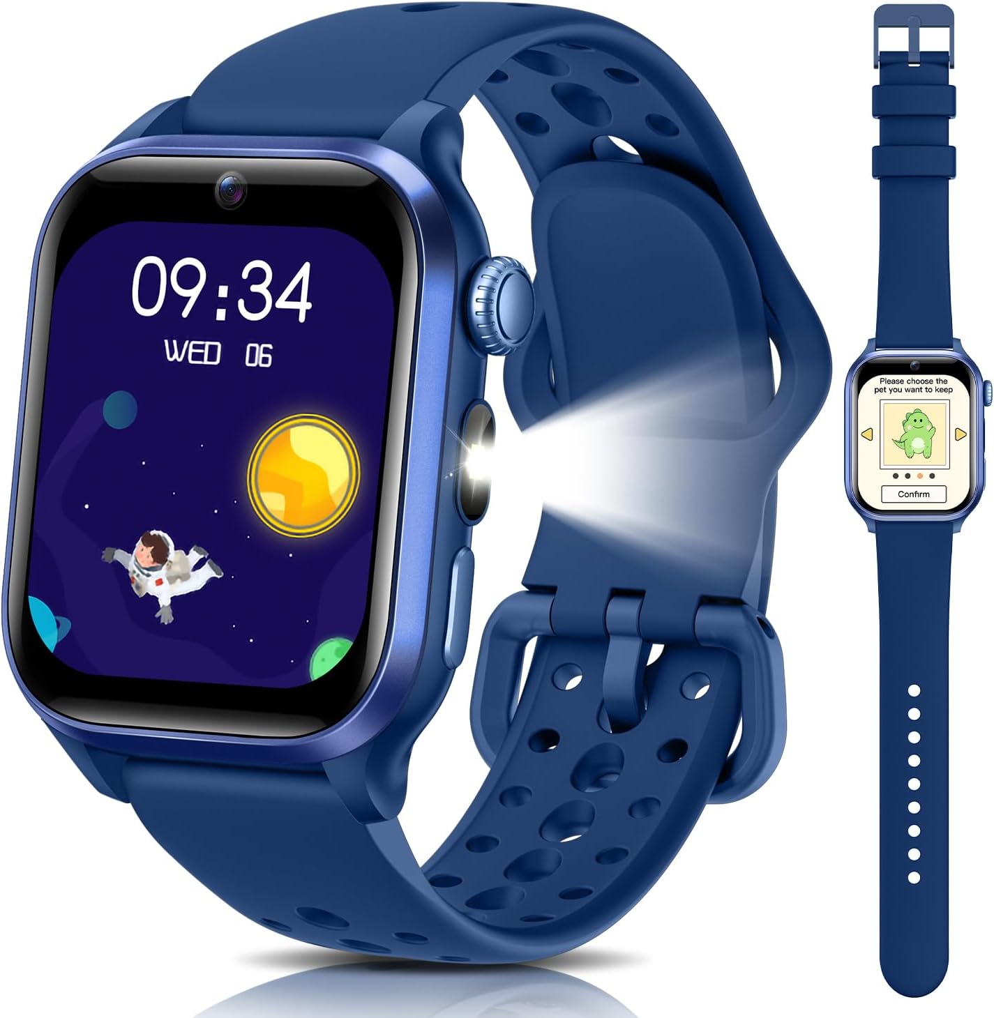 Smart Watch for Kids No App or Phone Needed, Kid Fitness Watches Pedometer, Heart Rate, IP68 Waterproof, Sleep Monitor, Puzzle Games for Boys&Girls Ages 4-12, Blue