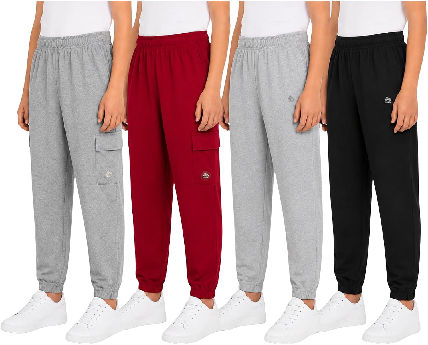 RBX Boys Sweatpants – 4 Pack Performance Fleece Basic Boys Joggers, Athletic Track Pants with Elastic Waistband (8-16)
