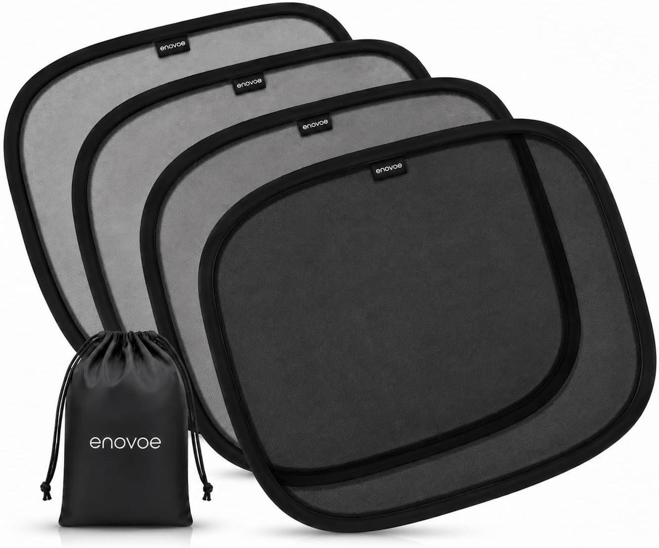 Enovoe Car Window Shades for Baby (4 Pack) – 21″x14″ – Sun Shade Blocker, Cling – Glare Shield and UV Rays Protection for Your Child – Side Windows Screens for SUV- Mesh Window Shades for Car Baby