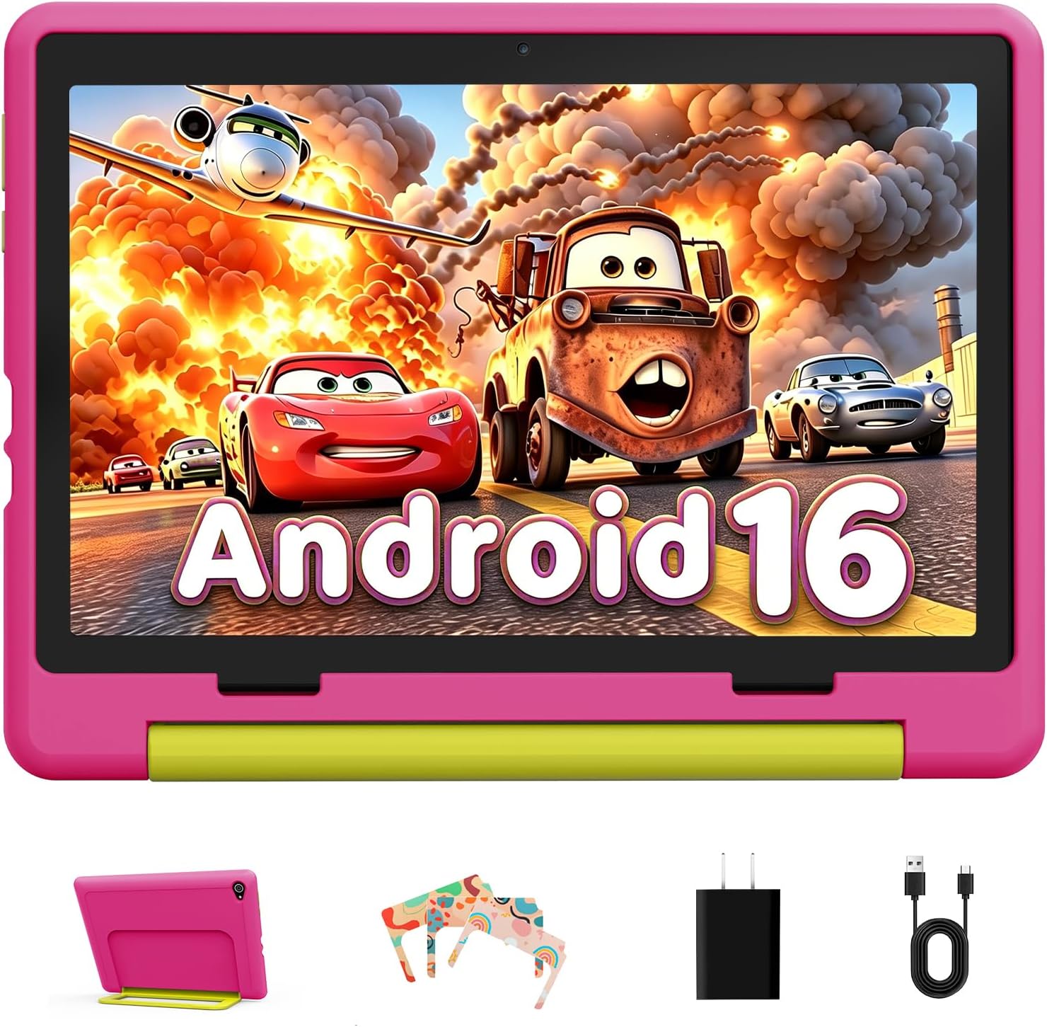 Gleeso Android 16 Kids Tablet, 24GB RAM 64GB ROM Tablet for Kids Toddler Children, 6000mAh Battery, Parental Control, Kids Mode, GMS Certified, 10 Inch Kids Tablet with Case, Dual Camera, Gift, Pink