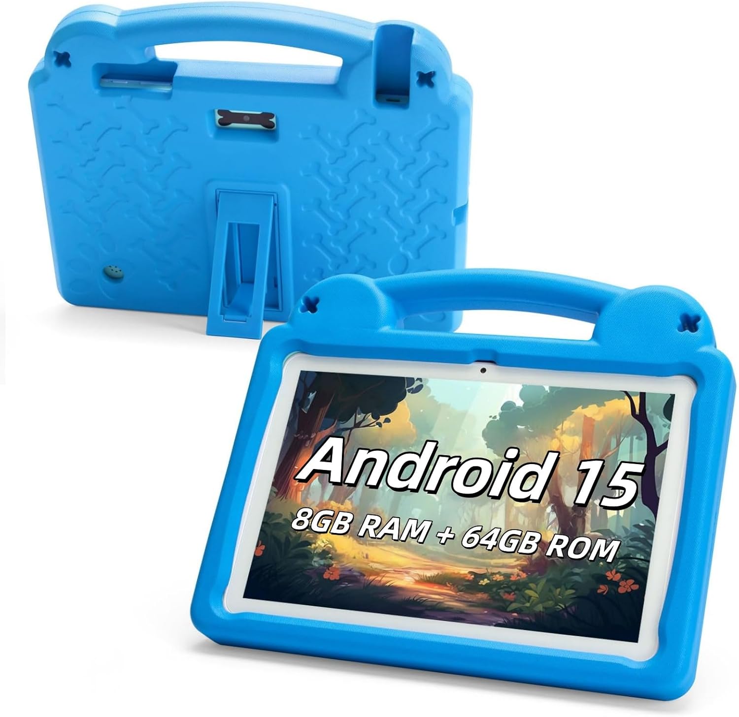 Kids Tablet 10 Inch – Octa-Core, 8GB RAM (4+4) 64GB ROM, IPS HD 1280×800, WiFi 6, GMS – Android 15 Tablet for Kids with Parental Control, Kids Content & Eye Protection, EVA Case (Blue)