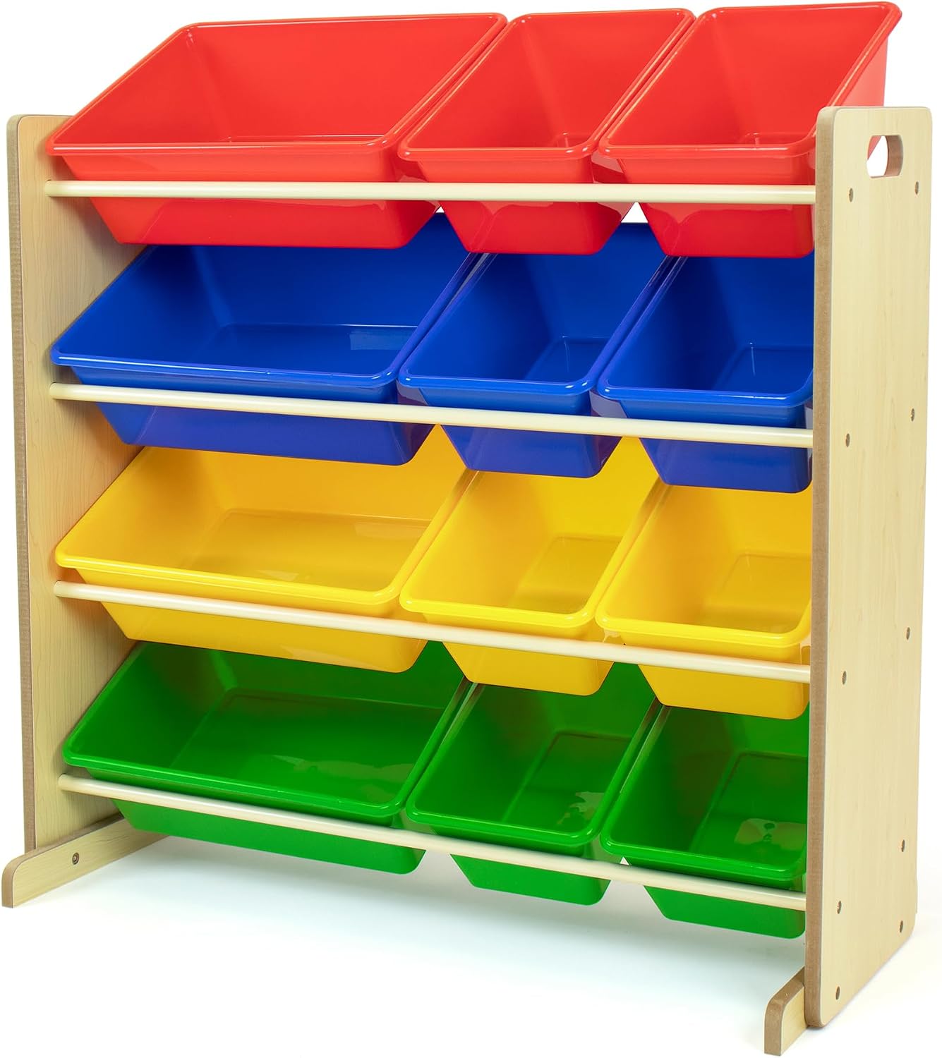 Humble Crew Kids’ Toy Storage Organizer with 12 Plastic Bins, Natural/Primary, Model Number: WO560