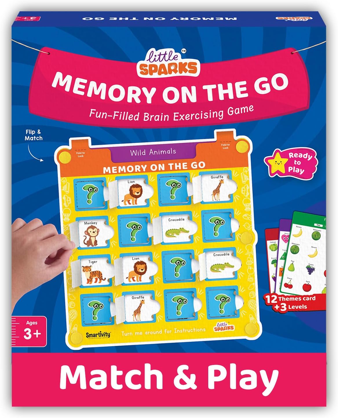 Smartivity Memory Game for Kids Ages 3+ Years | Fun Matching Game – 12 Theme Cards & 3 Level Challenges I Birthday Gift for Boys & Girls I Preschool Learning Toy for 3,4,5,6 Years Age