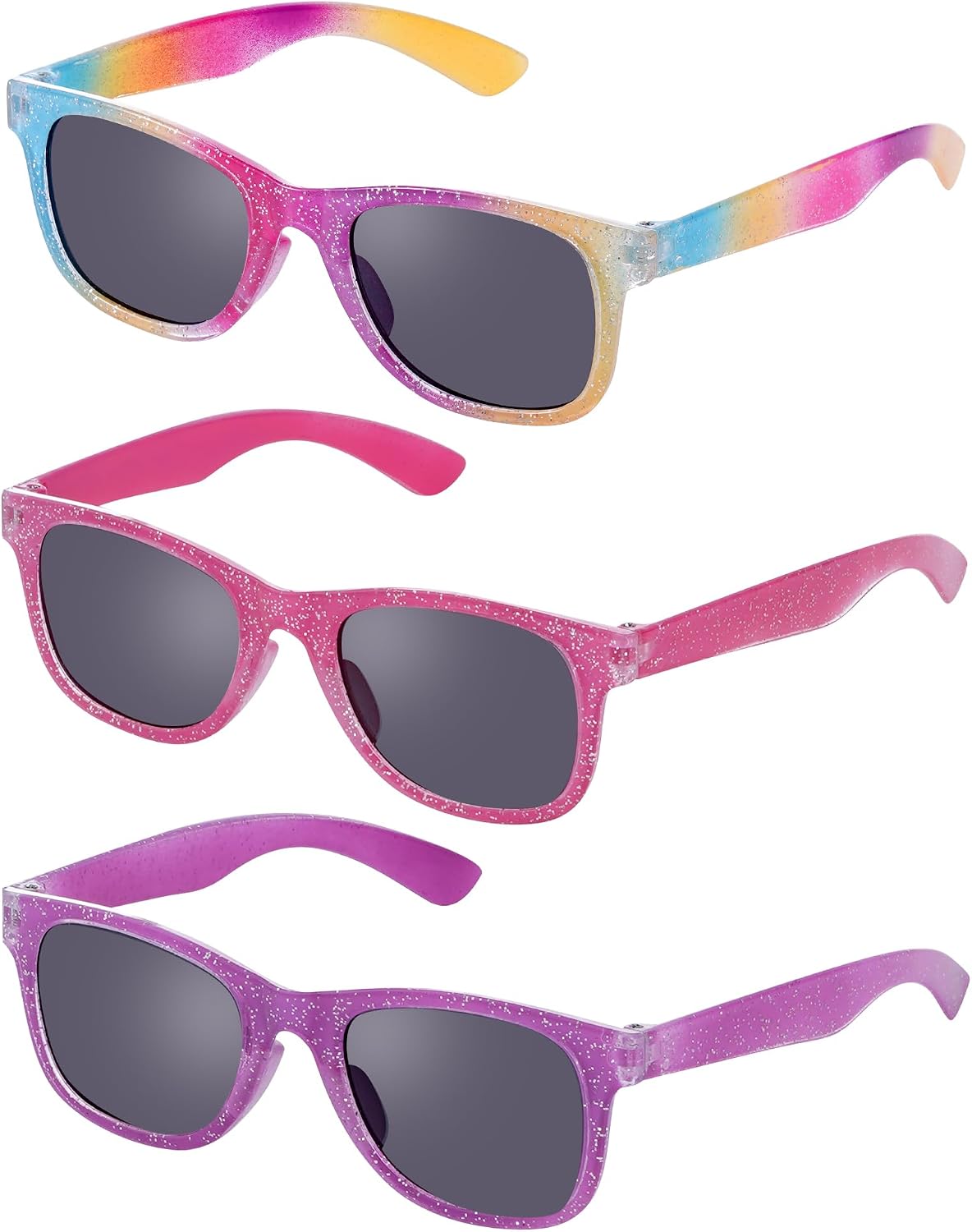 obmwang 3 Pack Kids Sunglasses Girls Princess Glitter Sunglasses for Toddler Girls Cute Glasses UV 400 Protection